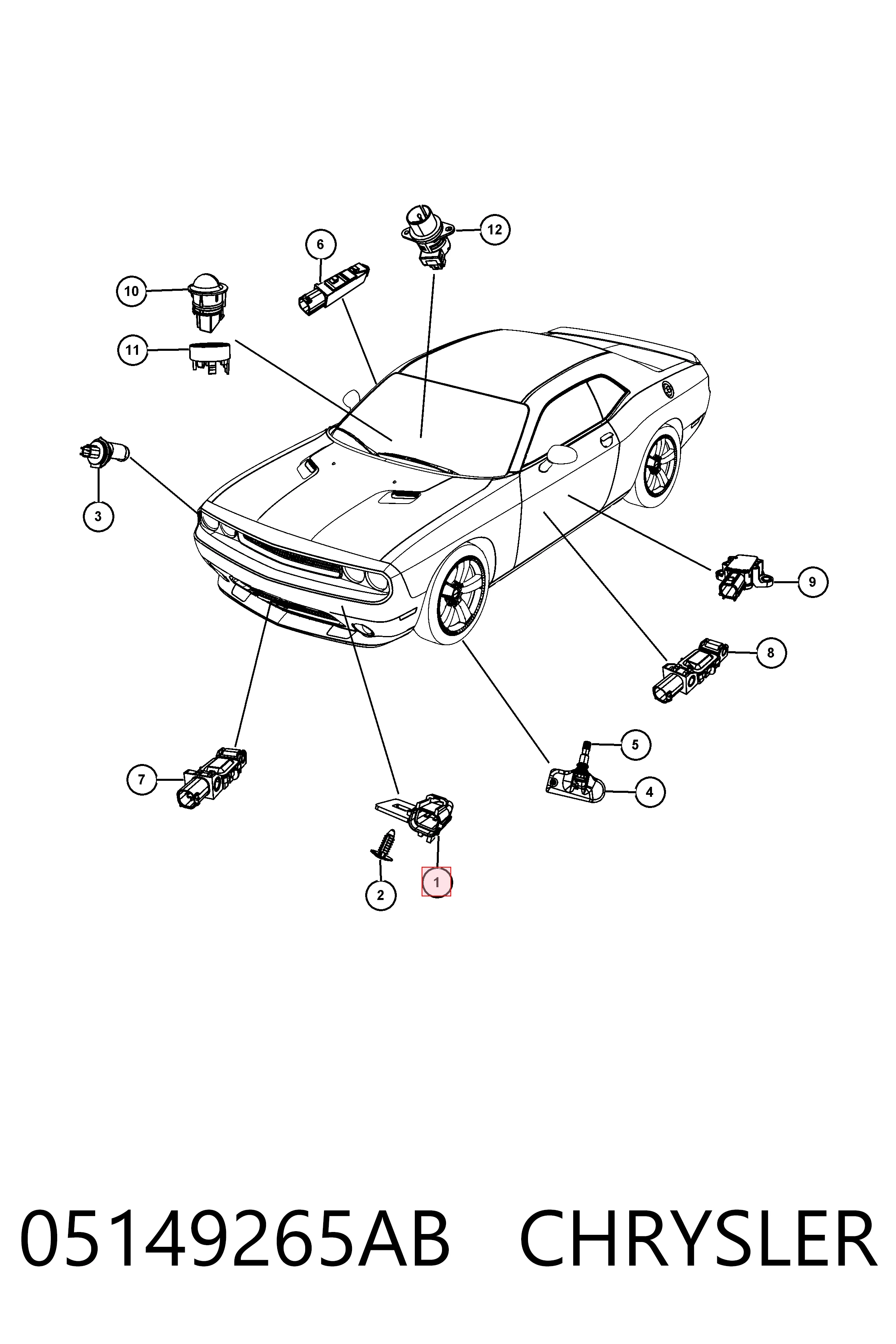 05149265AB Chrysler Sensor de temperatura do meio ambiente