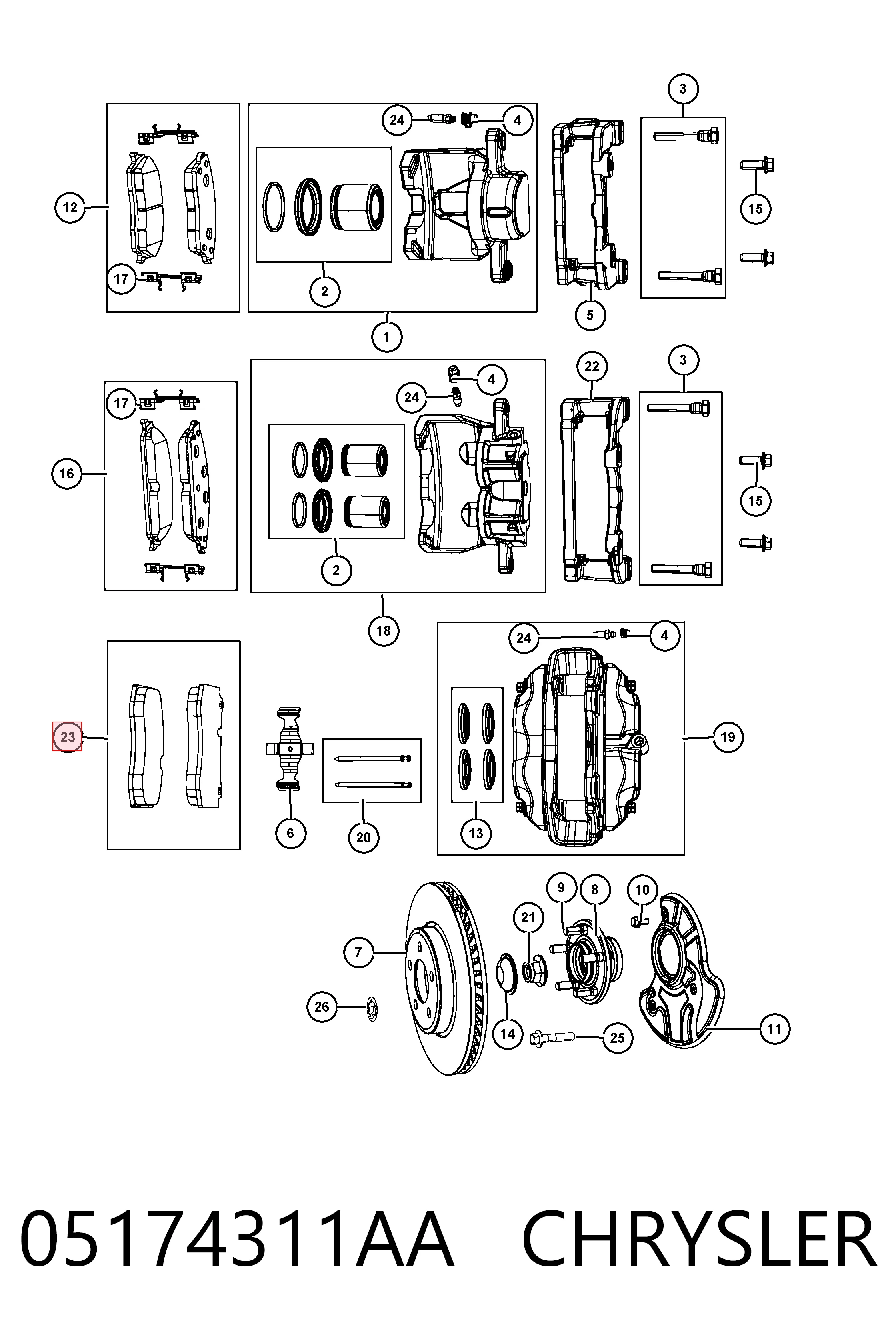 Compre K05174311AC Fiat/Alfa/Lancia Sapatas do freio dianteiras de disco