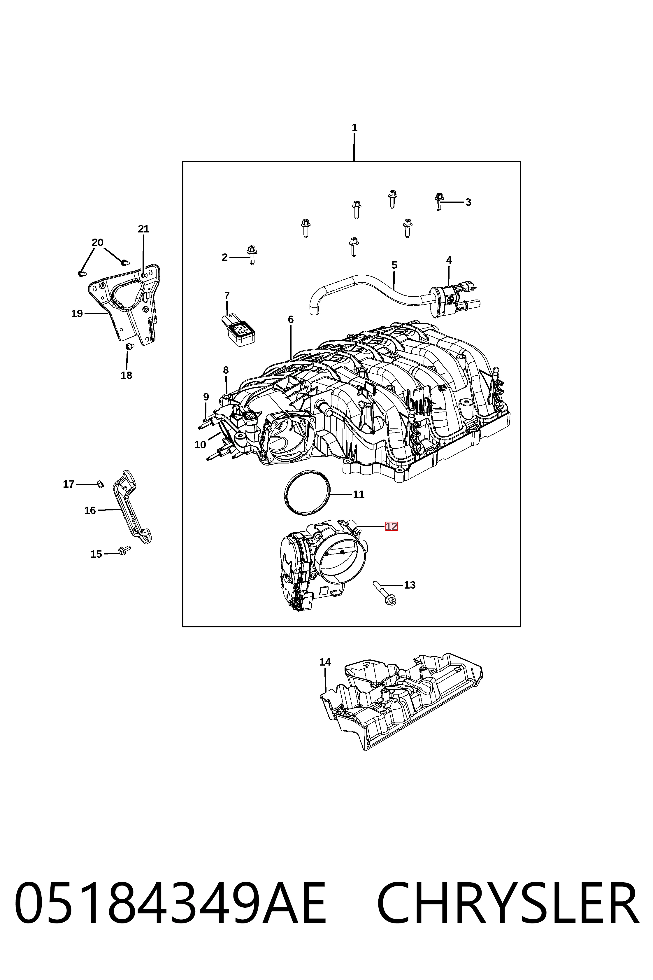 05184349AE Chrysler Válvula de borboleta montada