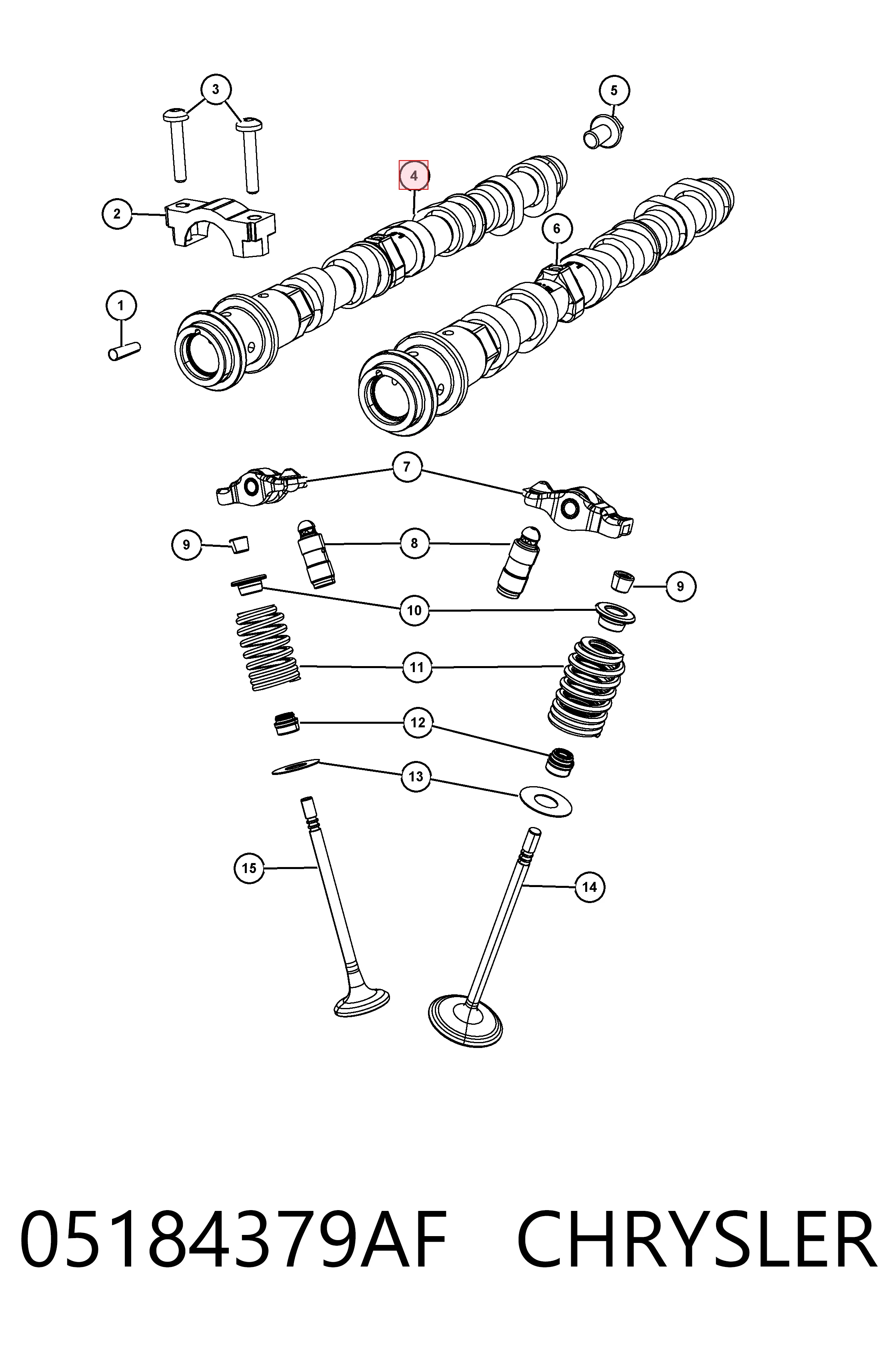 K05184379AH Fiat/Alfa/Lancia Árvore distribuidora esquerda de admissão de motor