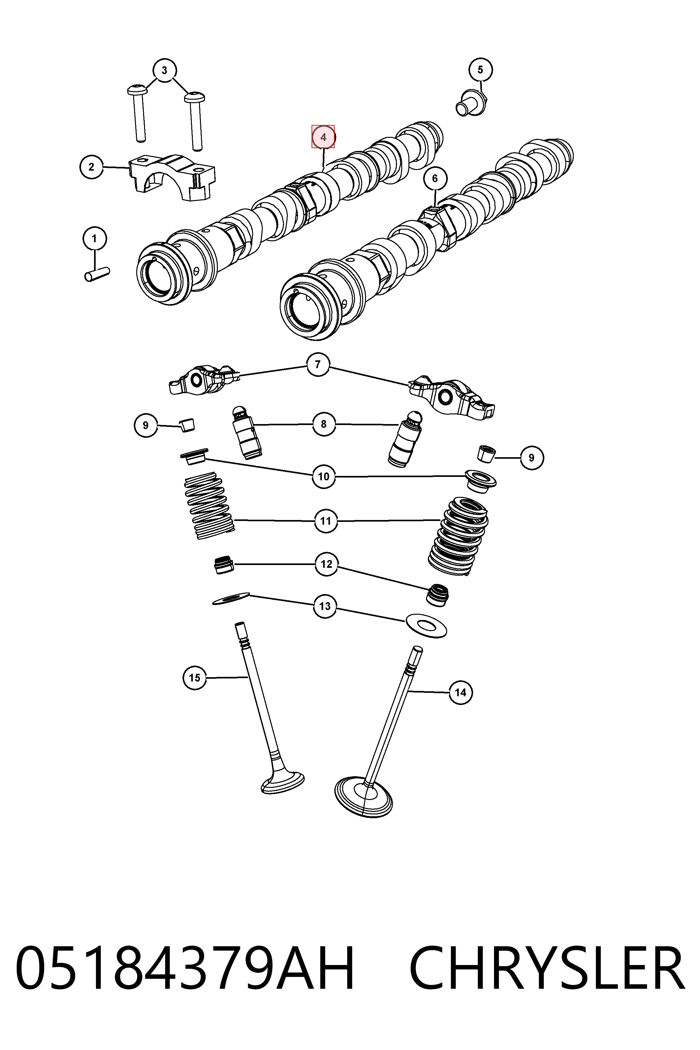 Compre K05184379AH Fiat/Alfa/Lancia Árvore distribuidora esquerda de admissão de motor