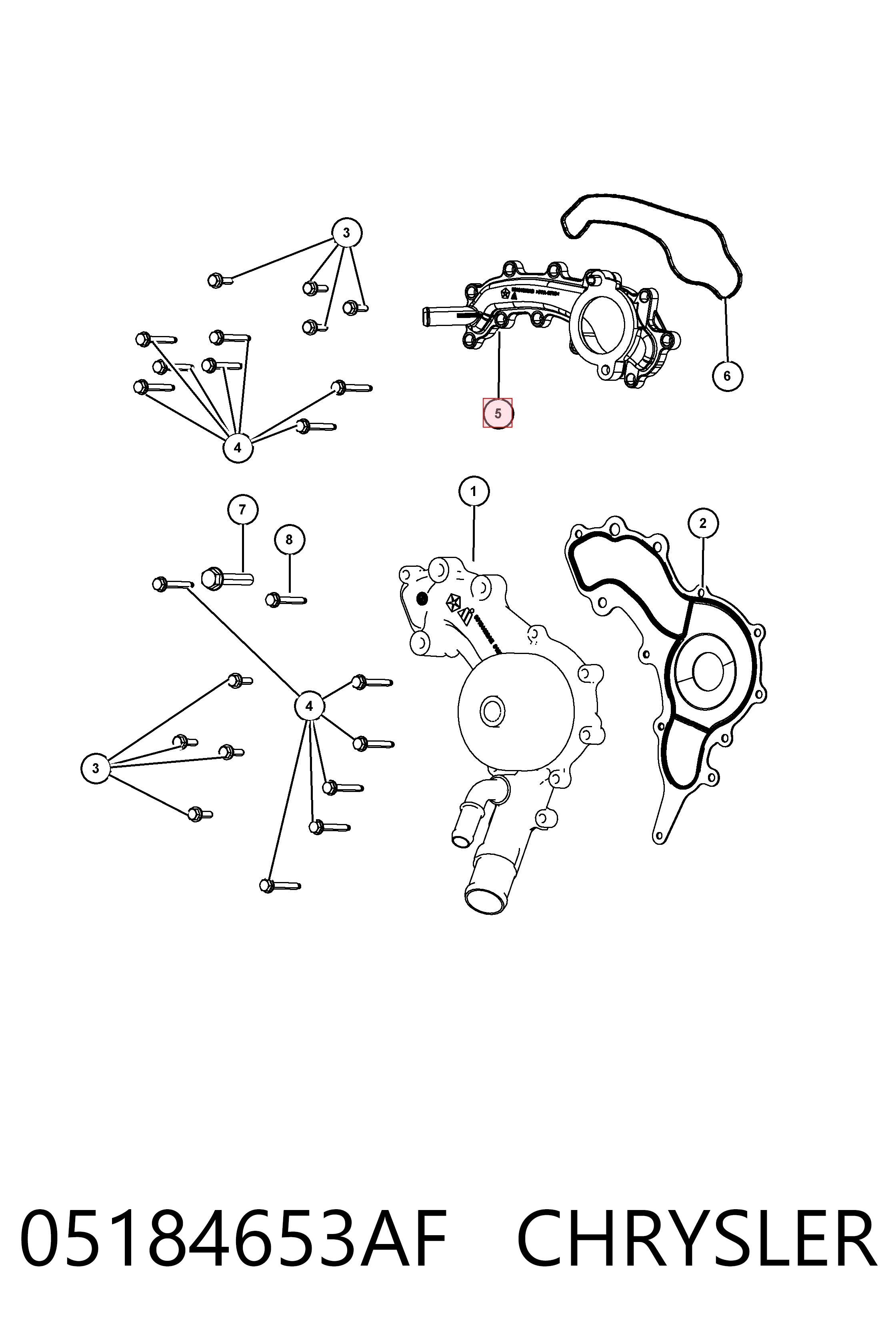 05184653AF Chrysler Caixa do termostato