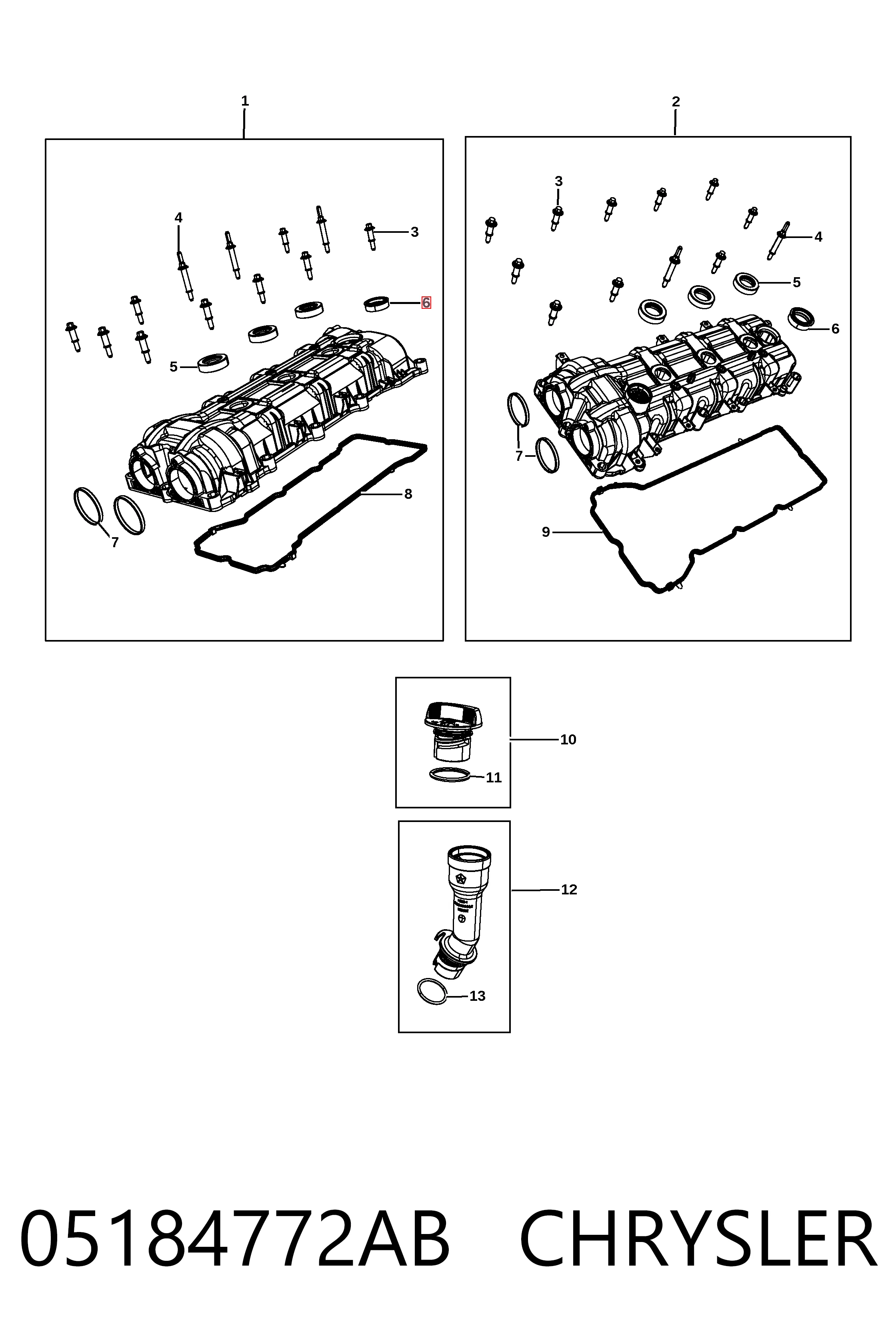 K05184772AB Fiat/Alfa/Lancia Vedante anular da cavidade de vela