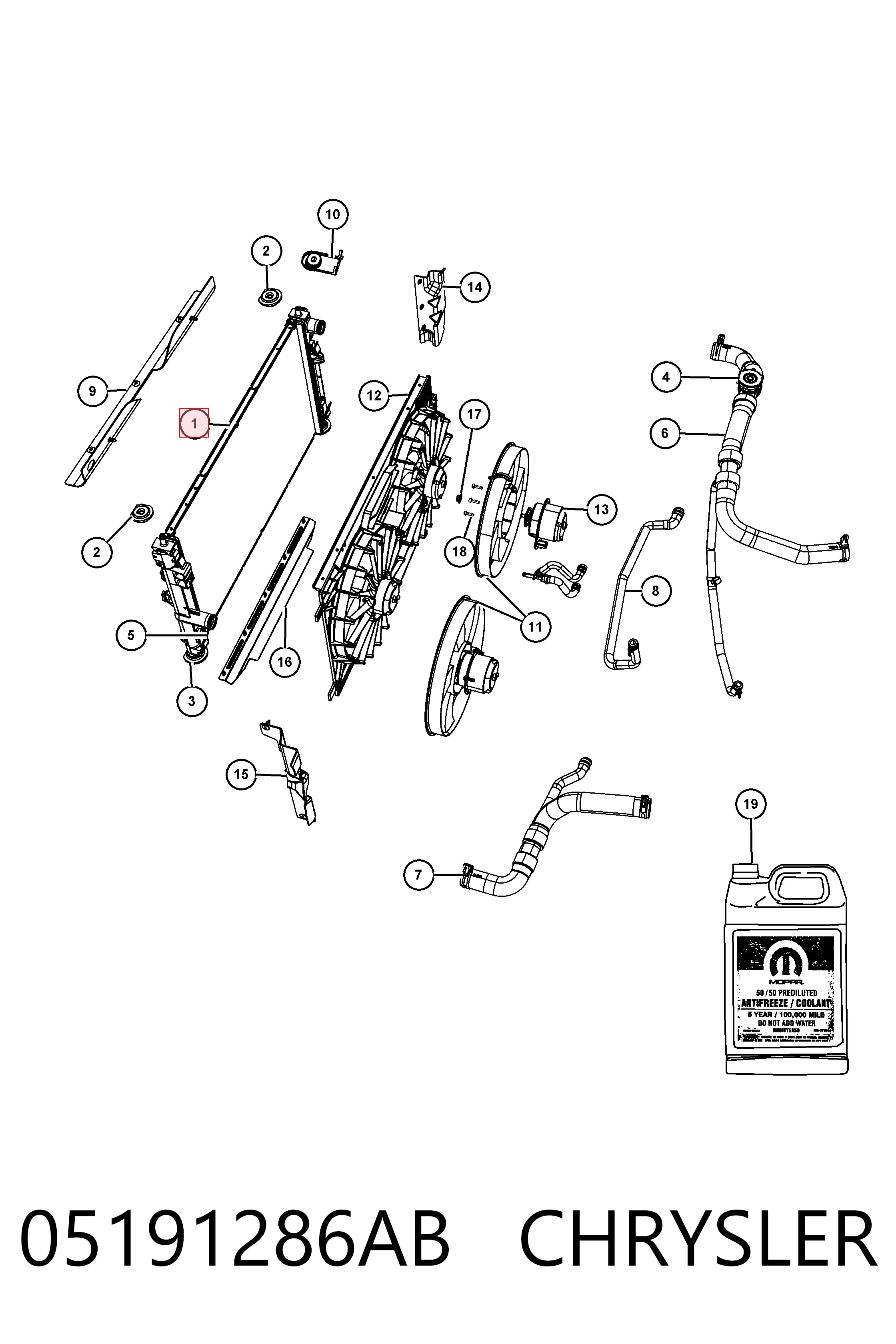Compre K05191249AA Fiat/Alfa/Lancia Radiador de esfriamento de motor