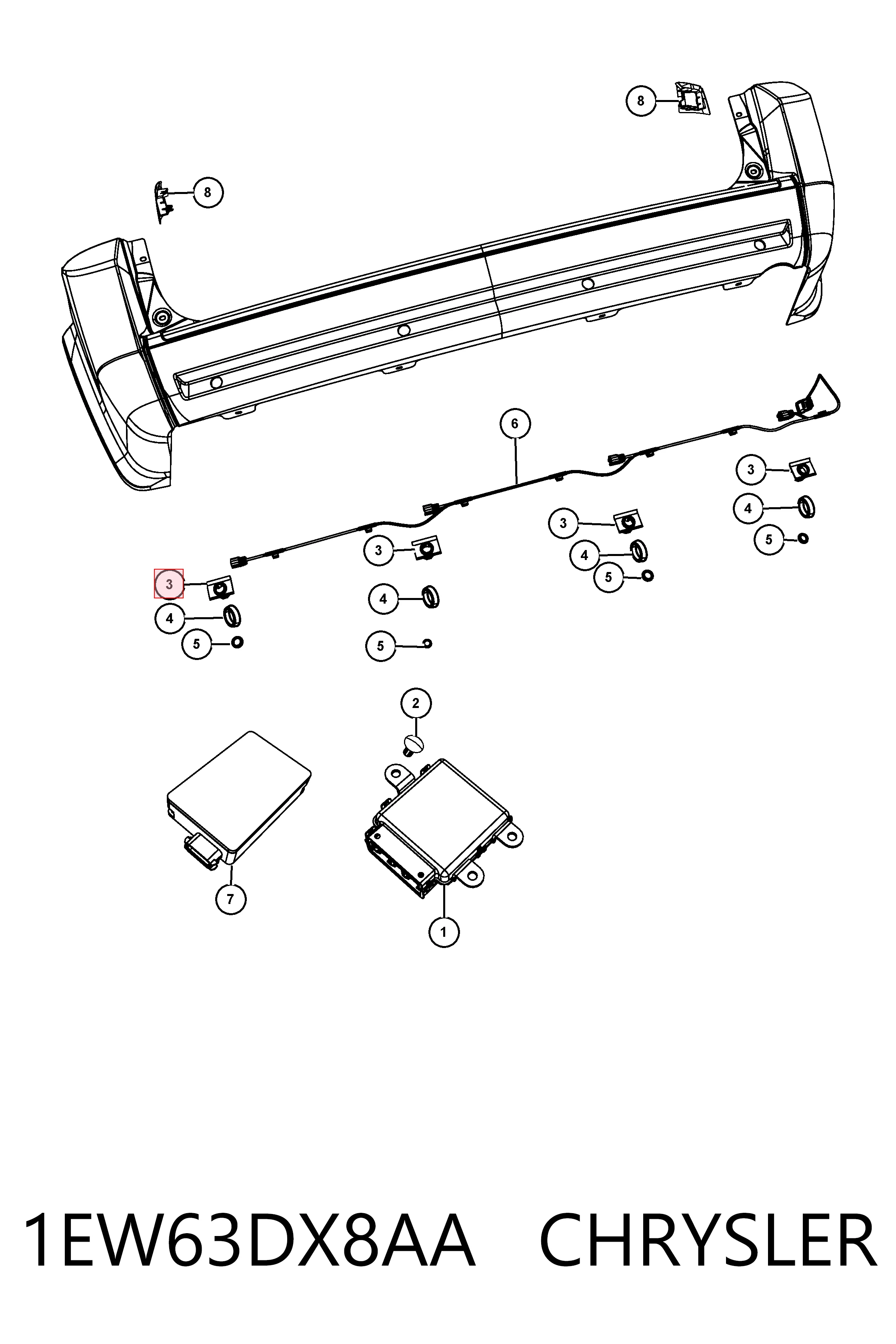 1EW63DX8AA Chrysler Sensor dianteiro de sinalização de estacionamento (sensor de estacionamento)