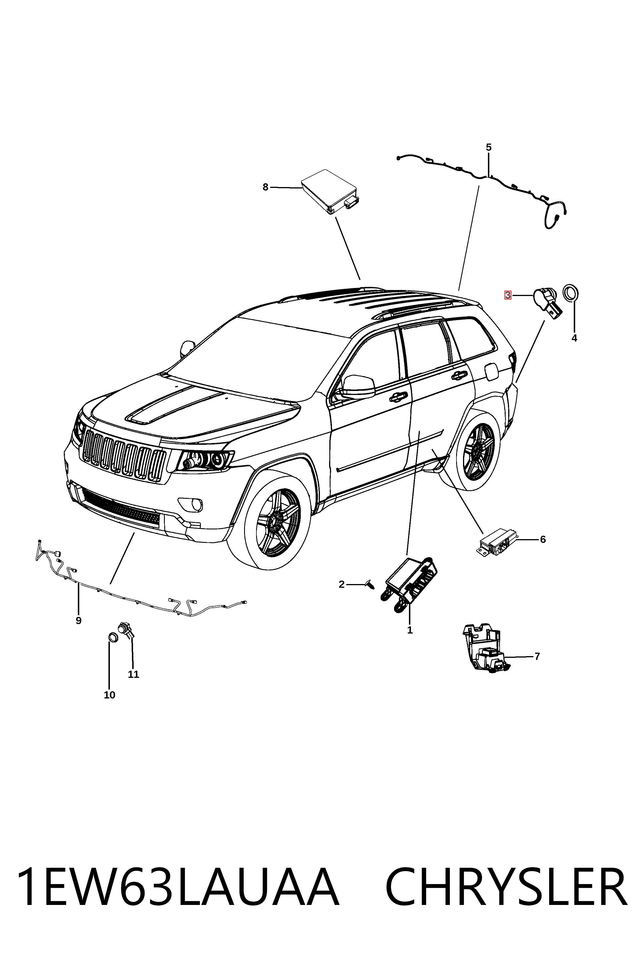 1EW63LAUAA Chrysler Sensor dianteiro de sinalização de estacionamento (sensor de estacionamento)