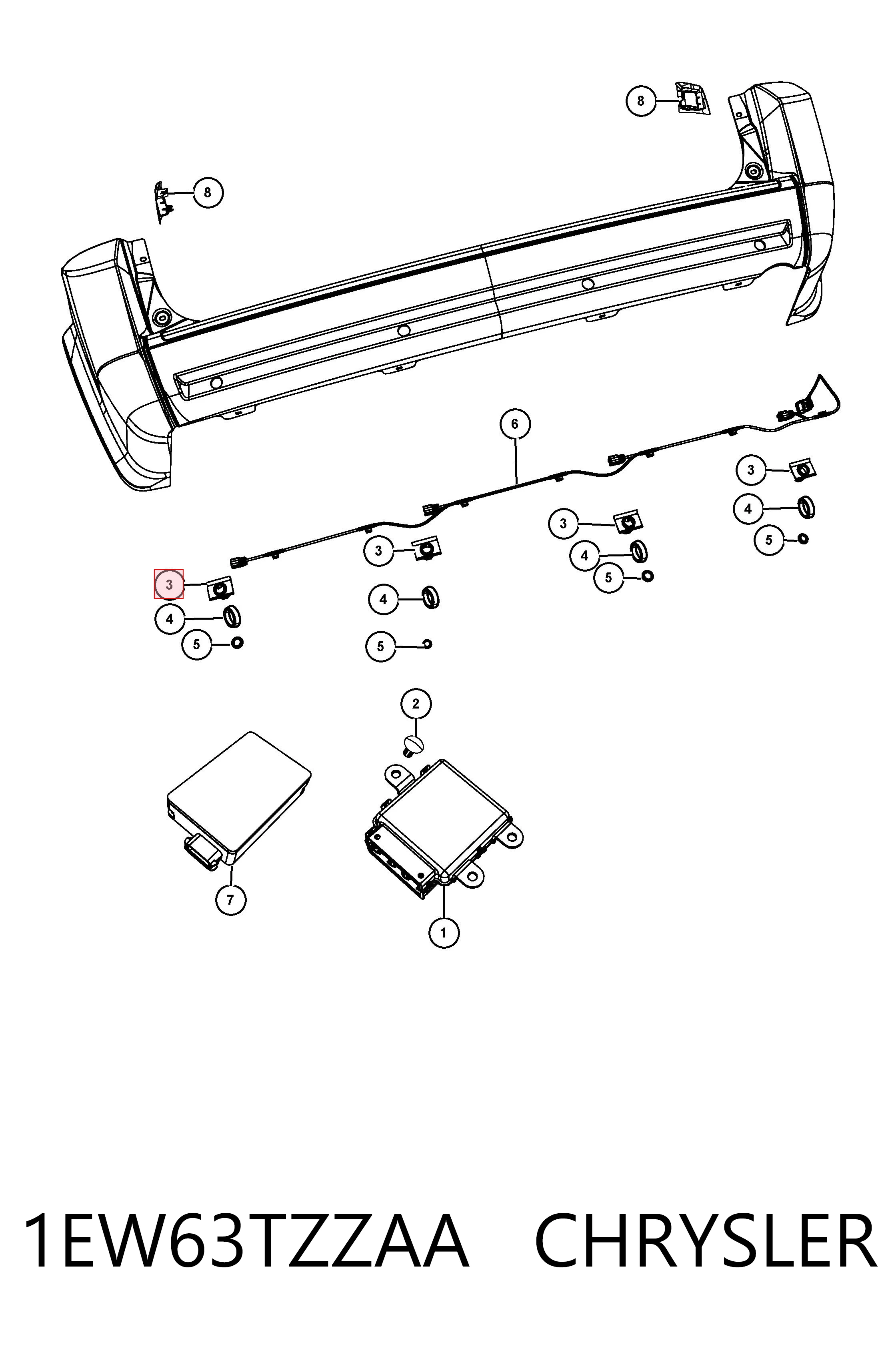 1EW63TZZAA Chrysler Sensor dianteiro de sinalização de estacionamento (sensor de estacionamento)