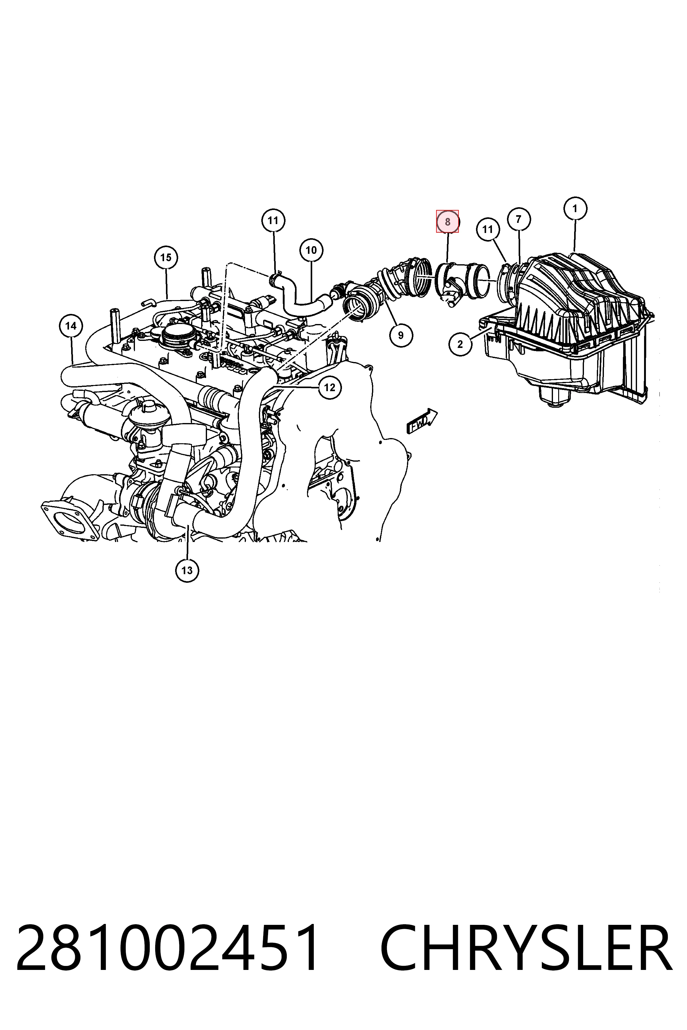  Sensor de fluxo (consumo) de ar, medidor de consumo M.A.F. - (Mass Airflow) Chrysler Voyager III monovolume (RG, RS) (1999 - 2008) III