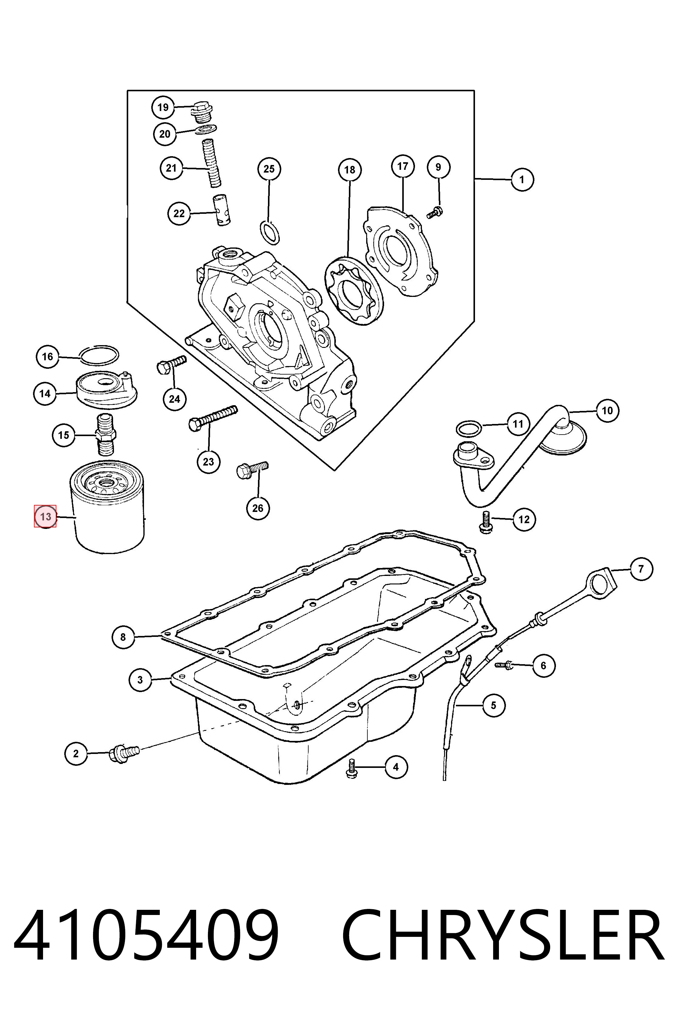 4105409 Chrysler Filtro de óleo