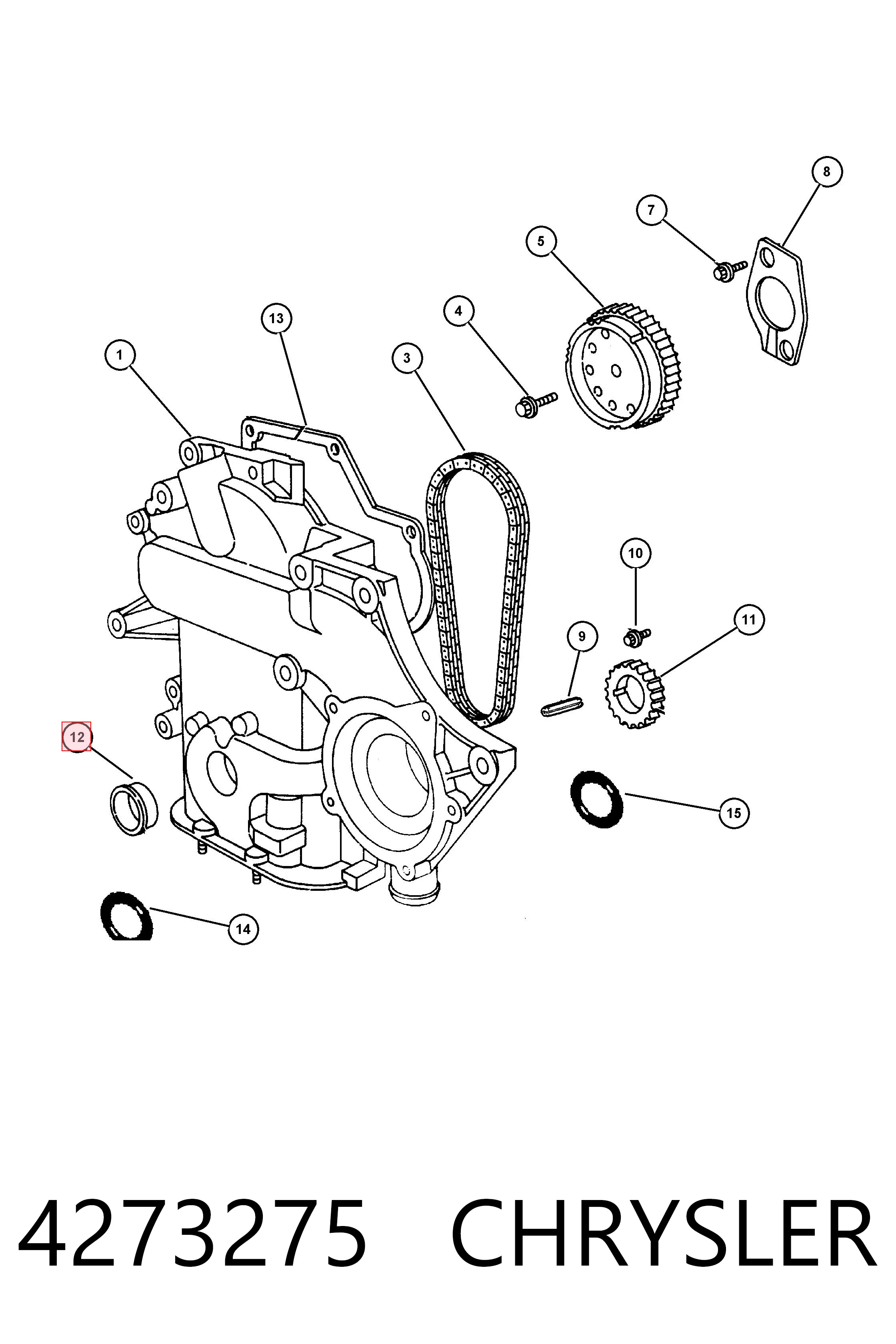 4273275 Chrysler Vedação dianteira de cambota de motor