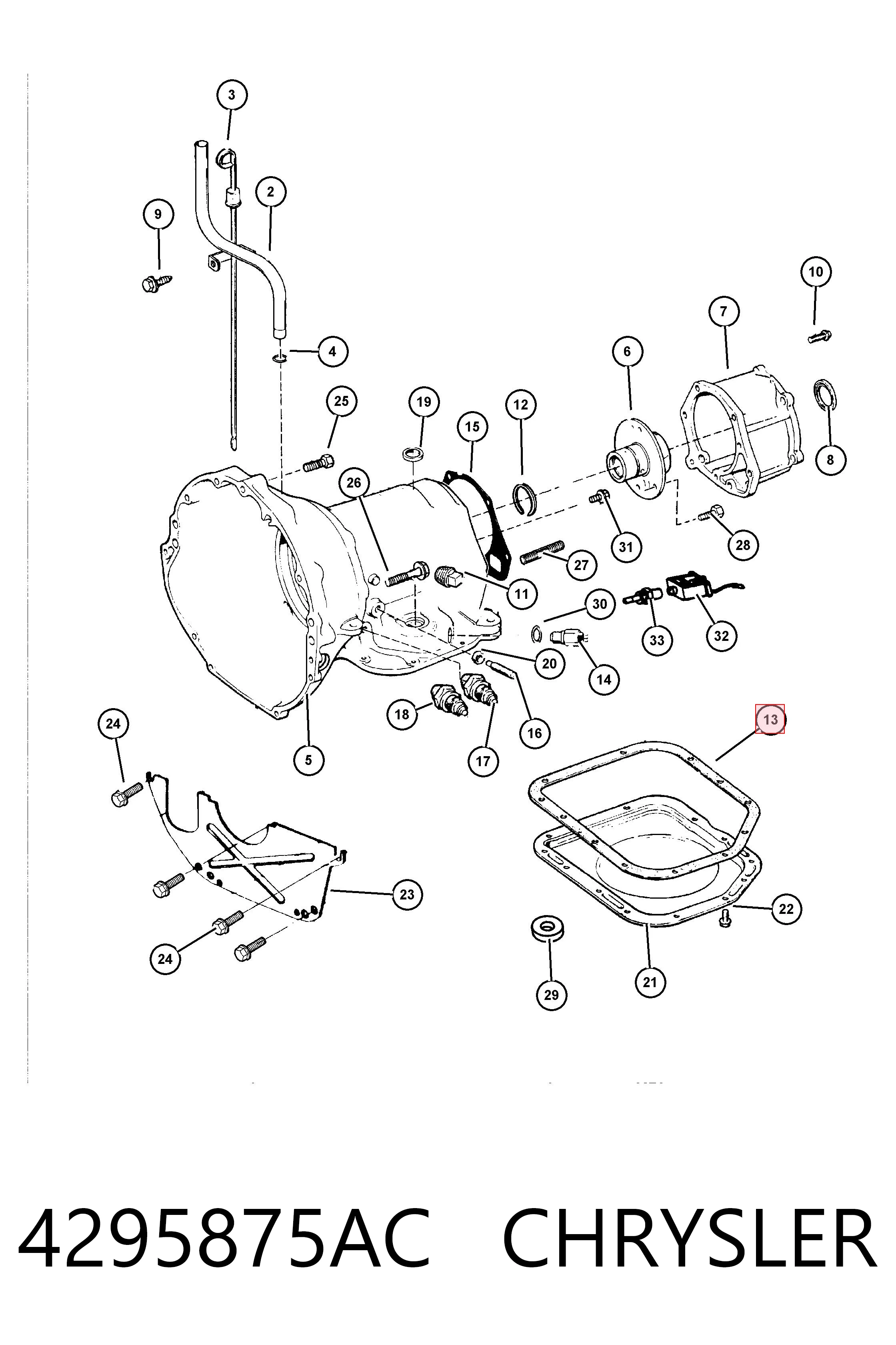 4295875AC Chrysler Vedante de panela da Caixa Automática de Mudança/Caixa Mecânica de Mudança