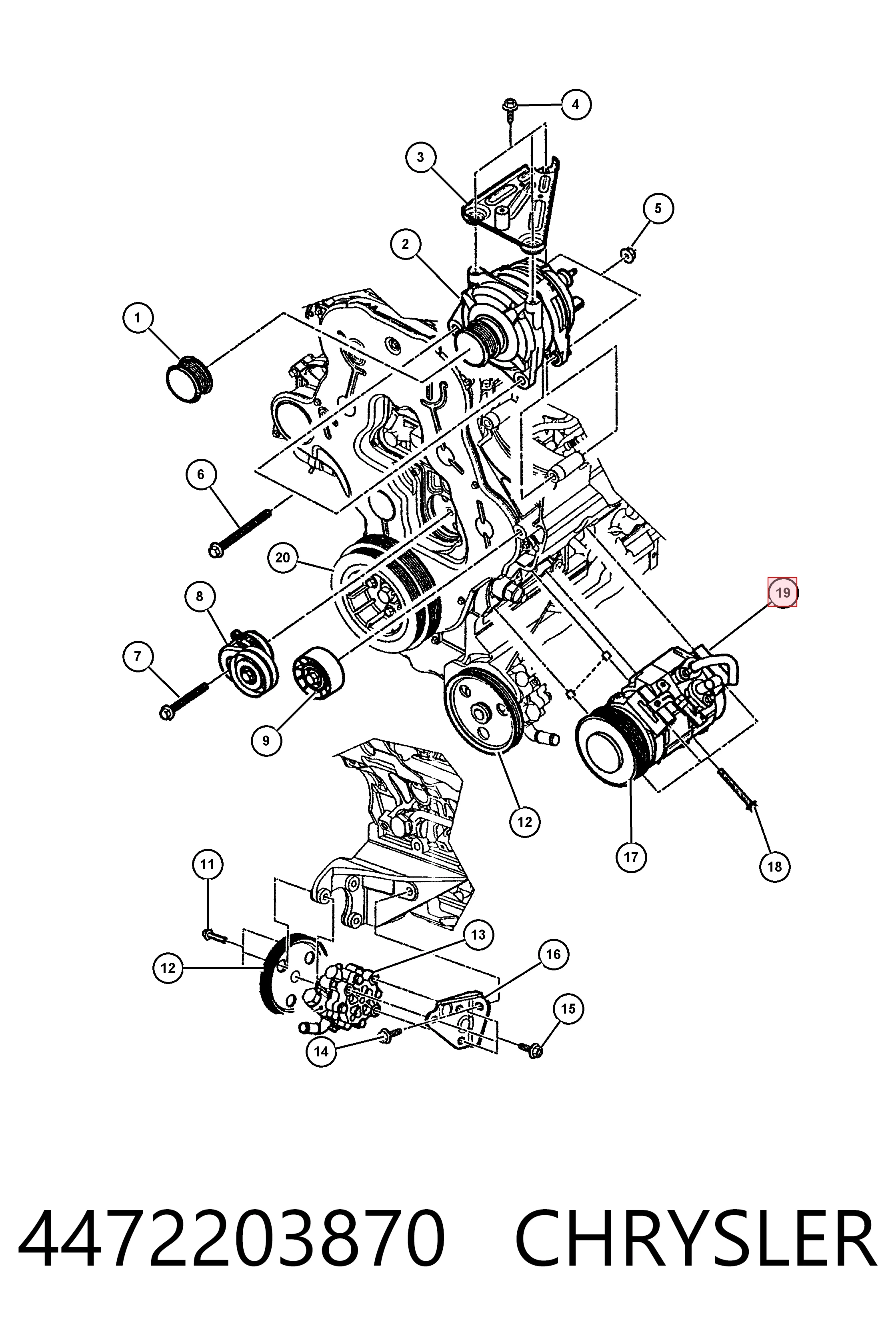 4472203870 Chrysler Compressor de aparelho de ar condicionado
