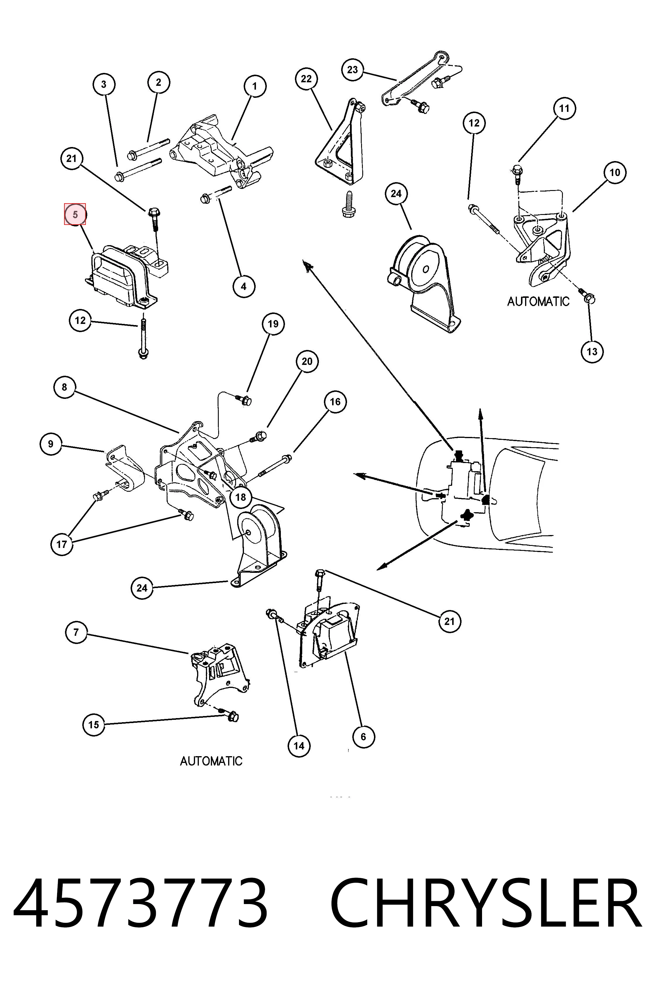 4573773 Chrysler Coxim (suporte) direito de motor