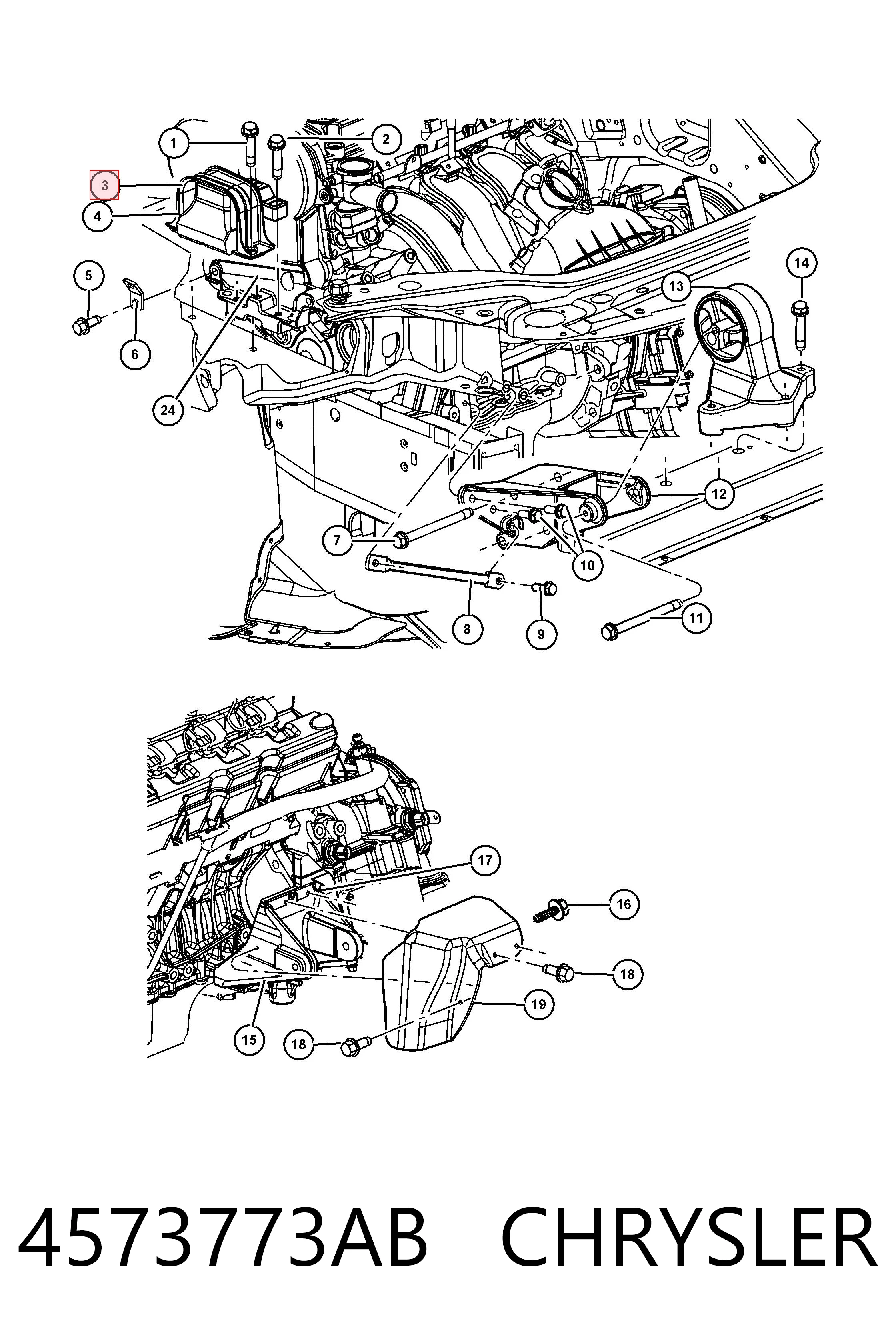 4573773AB Chrysler Coxim (suporte) direito de motor
