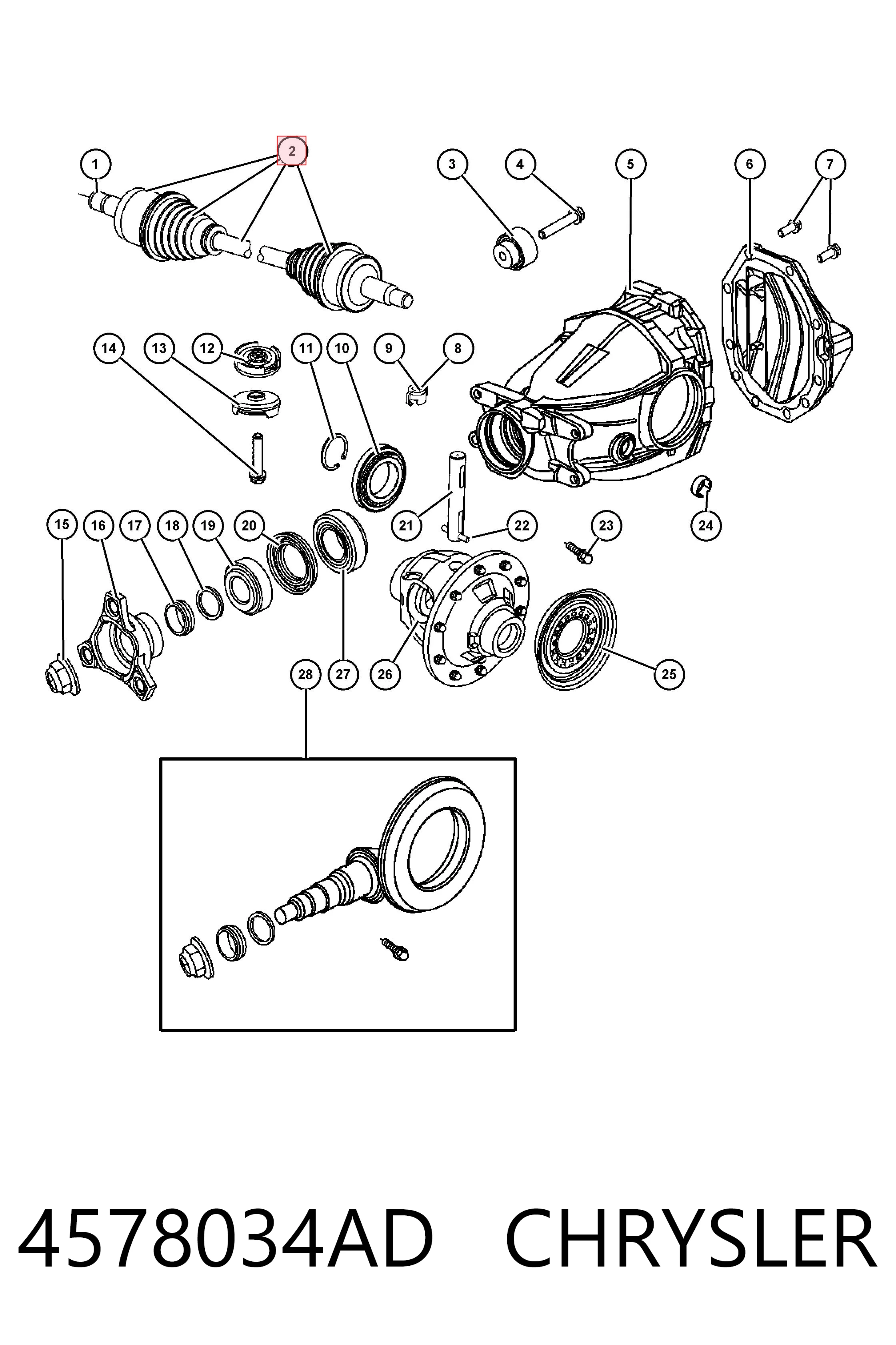 4578034AD Chrysler Semieixo traseiro direito