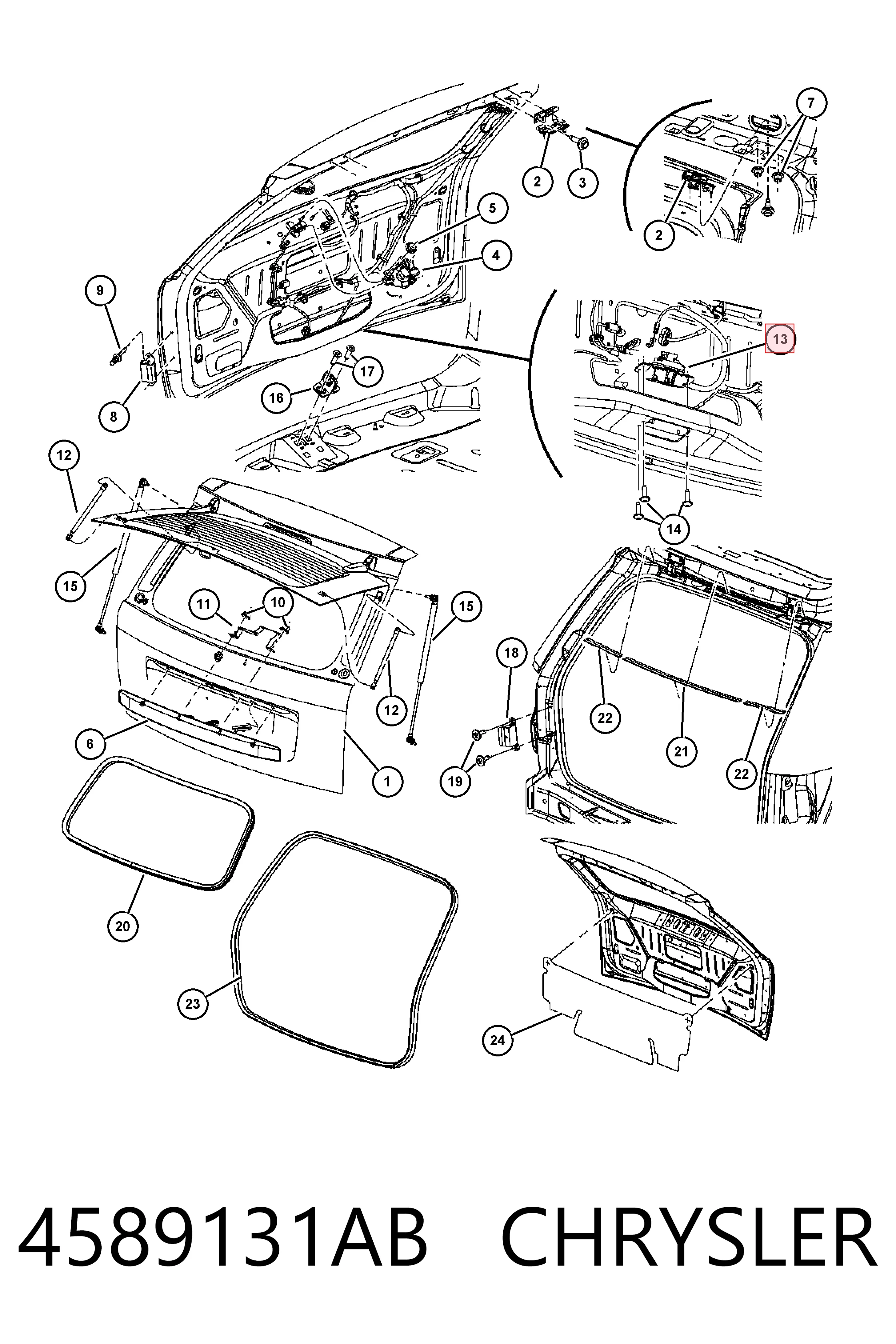 Fecho de tampa de porta-malas (de 3ª/5ª porta traseira) Jeep Patriot  