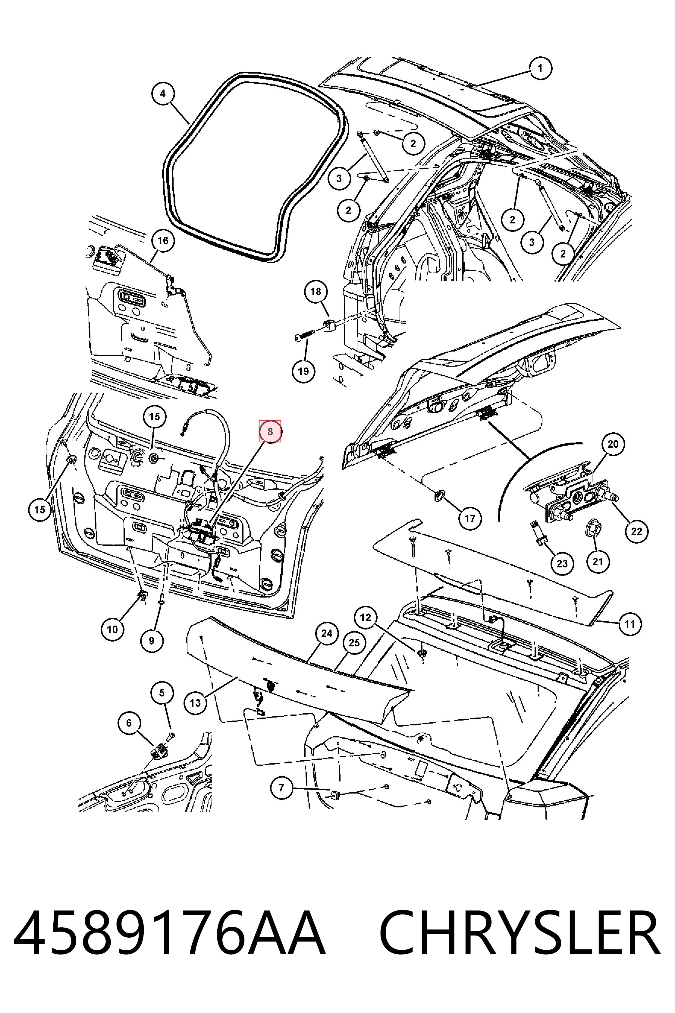 Fecho de tampa de porta-malas (de 3ª/5ª porta traseira) Fiat/Alfa/Lancia K04589176AC