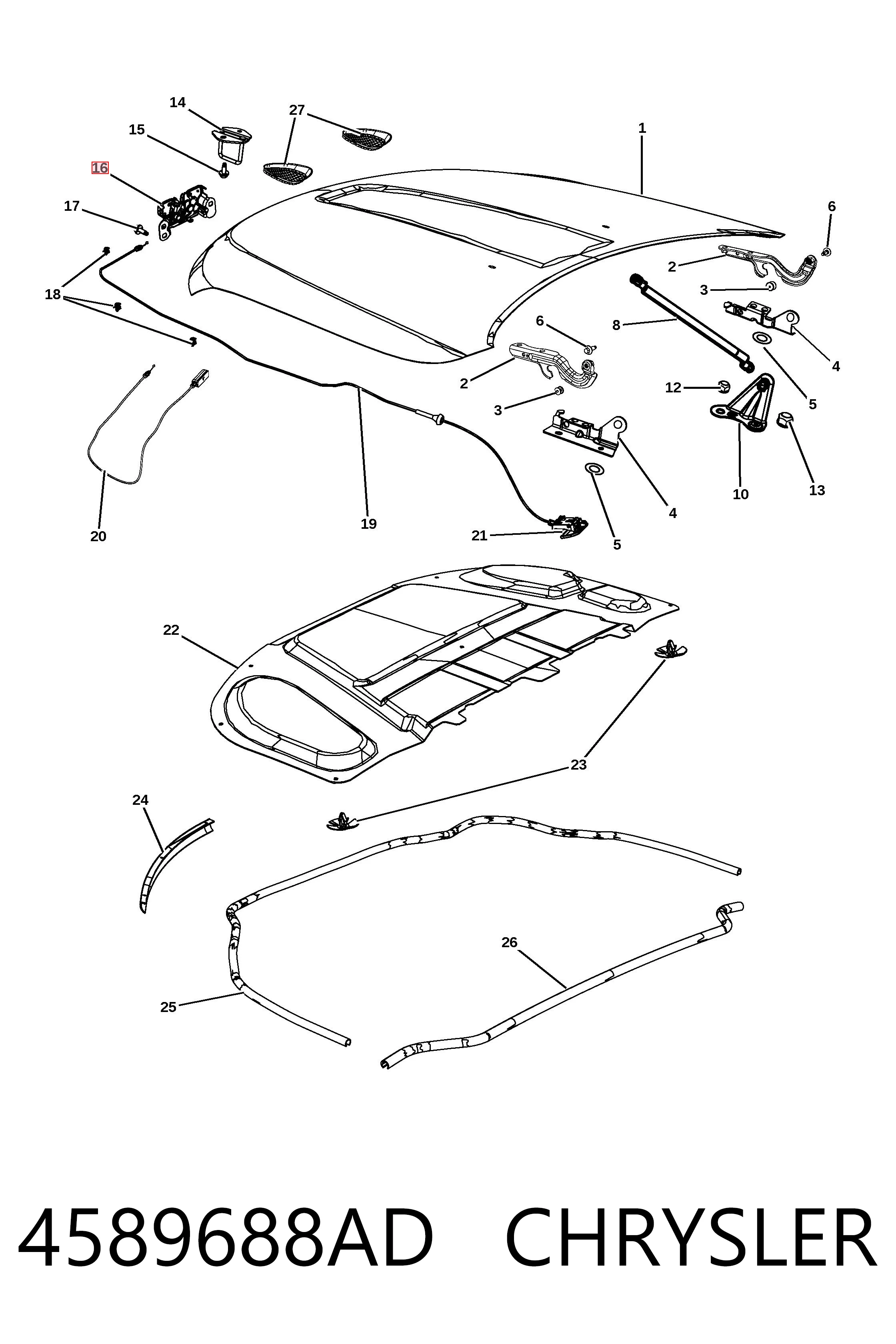 K04589688AD Fiat/Alfa/Lancia Fecho da capota