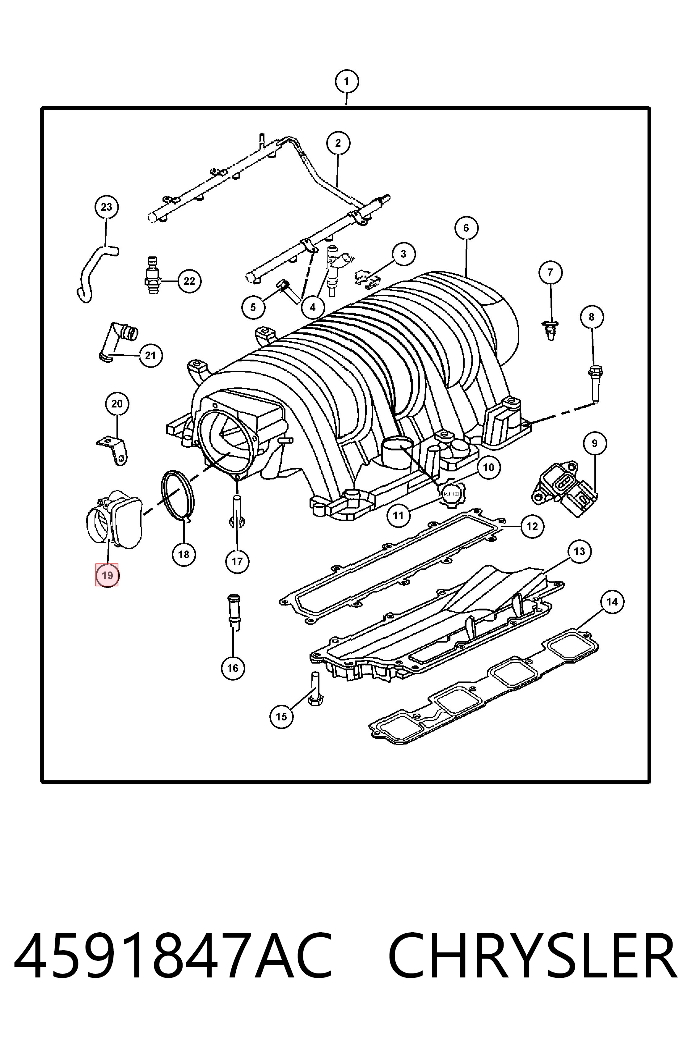 4591847AC Chrysler Válvula de borboleta montada