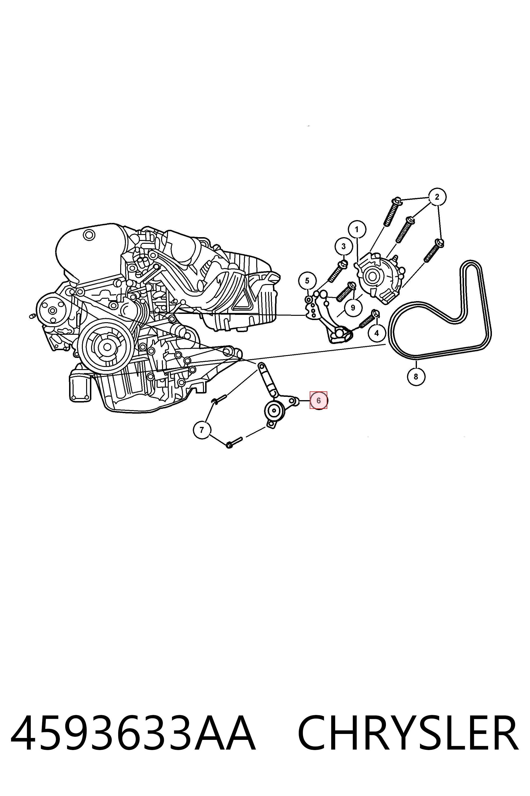 4593633AA Chrysler Reguladora de tensão da correia de transmissão