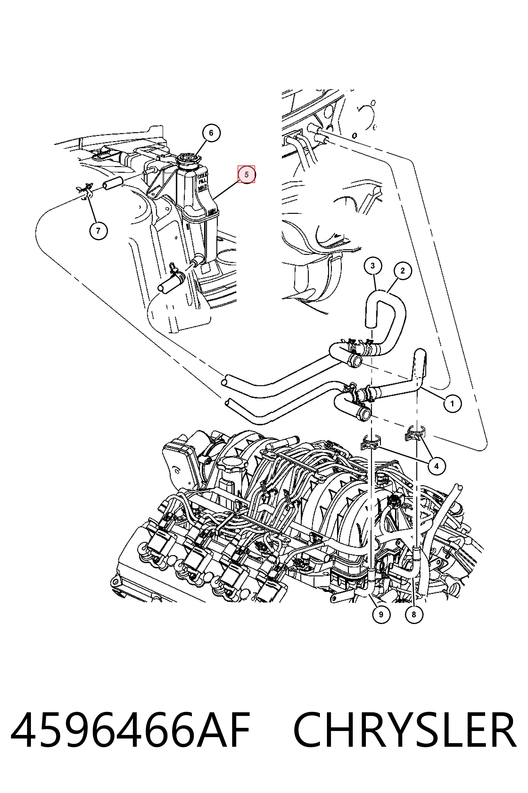 4596466AF Chrysler Tanque de expansão do sistema de esfriamento