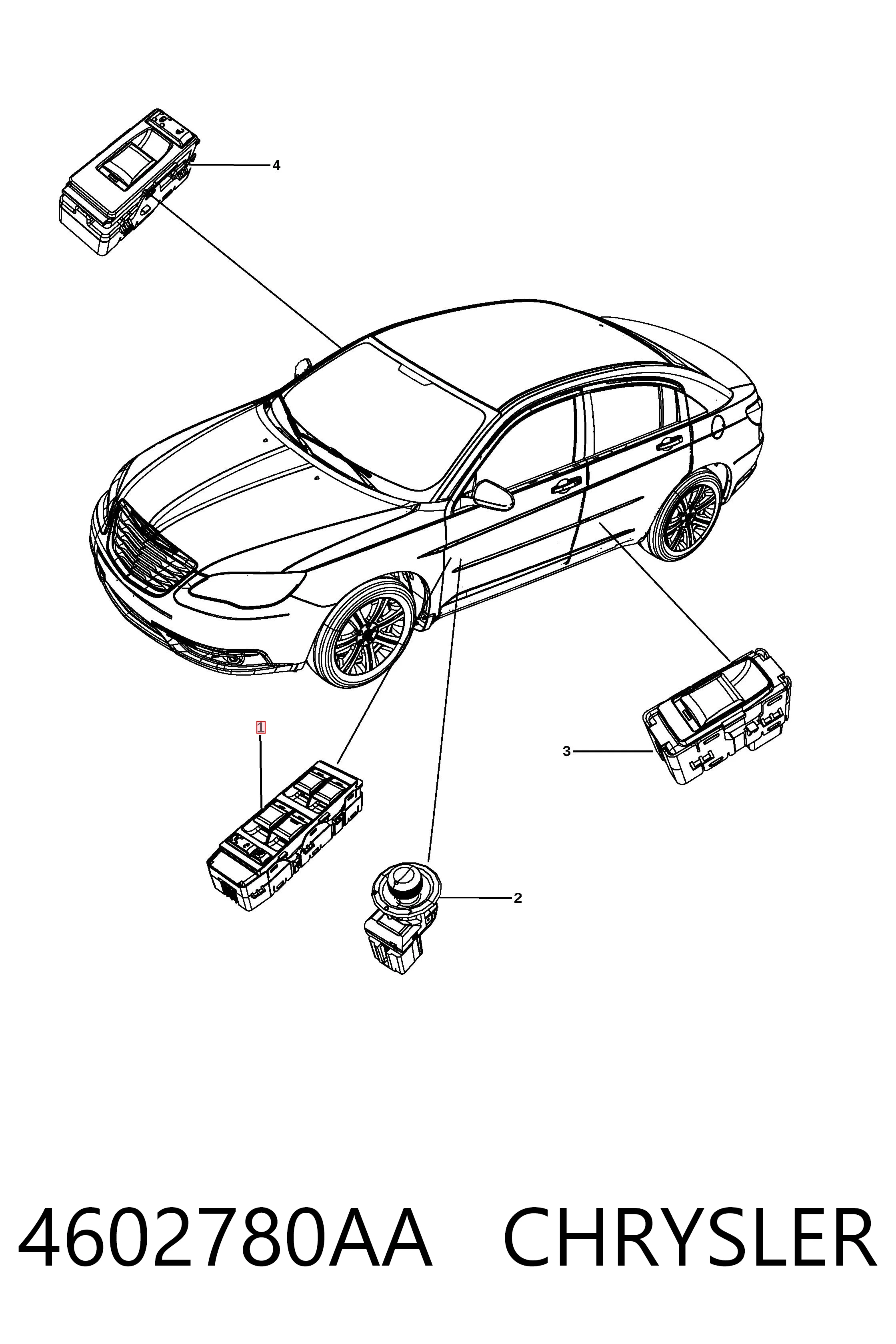 4602780AA Chrysler Unidade de botões dianteira esquerda de controlo de elevador de vidro
