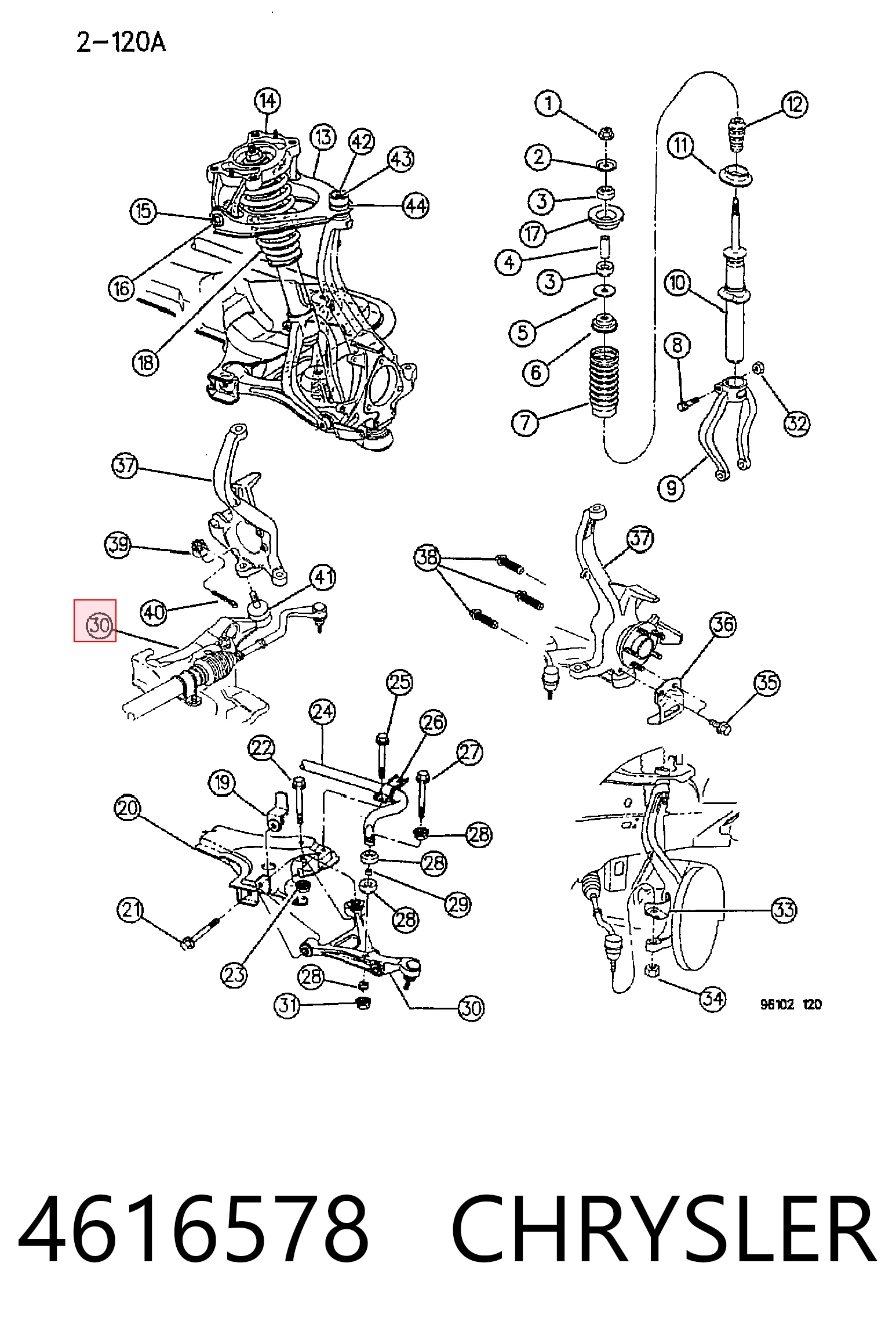 4616578 Chrysler Braço oscilante inferior direito de suspensão dianteira