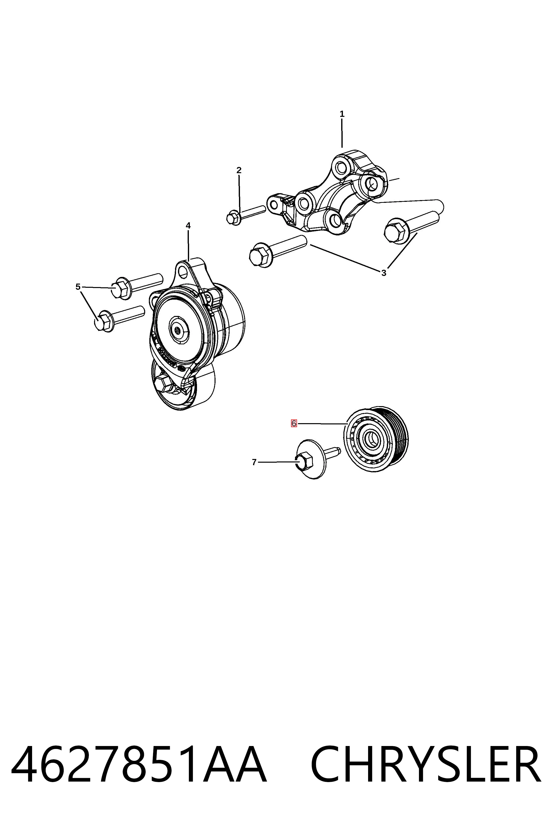 4627851AA Chrysler Rolo parasita da correia de transmissão