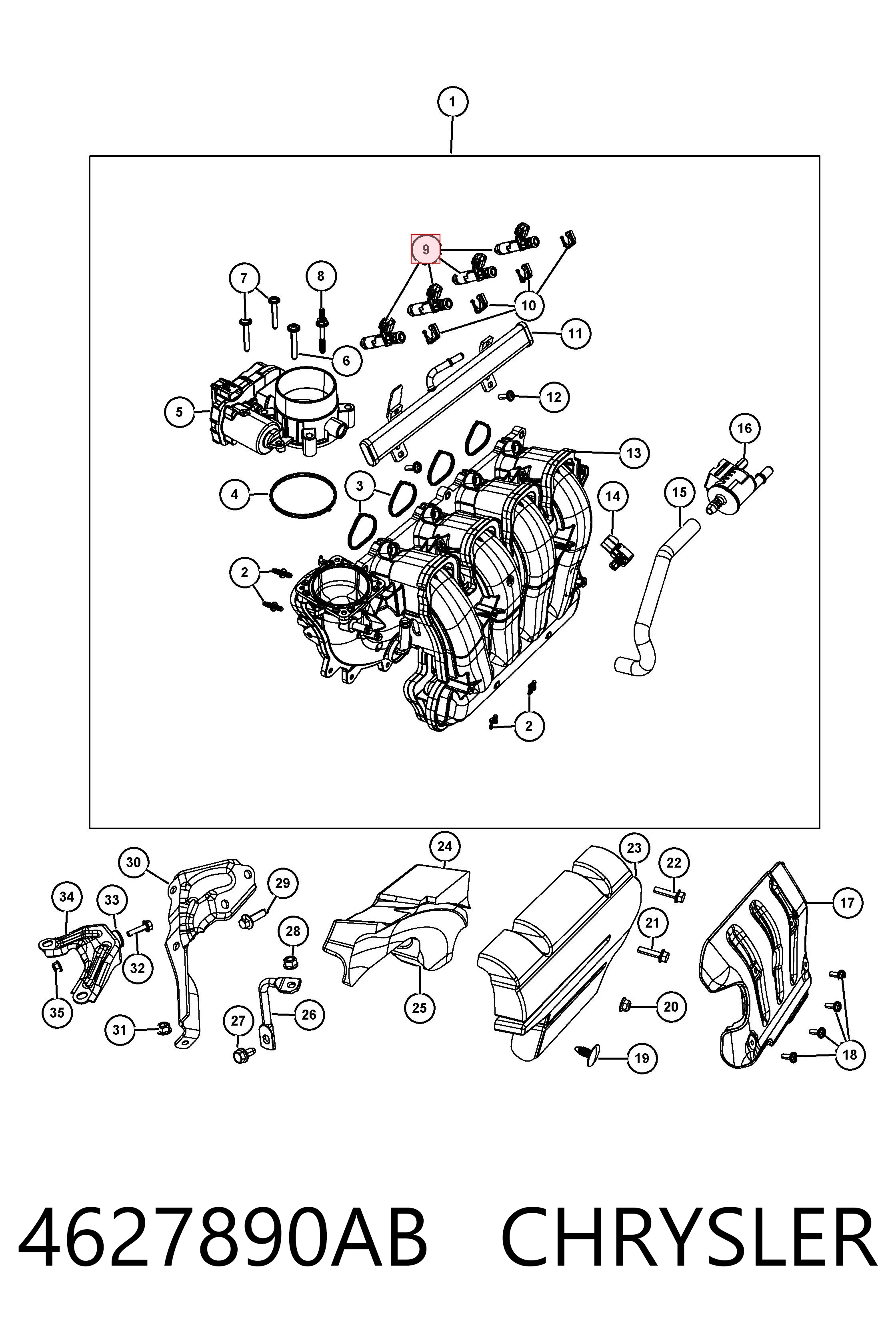 4627890AB Chrysler Injetor de injeção de combustível