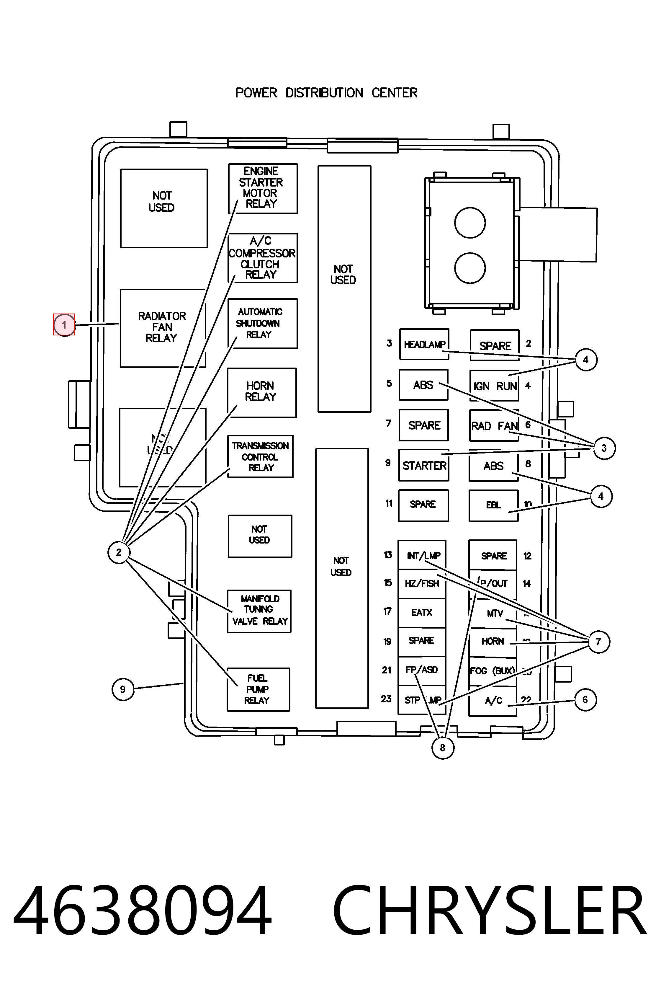 4638094 Chrysler Relê de controlo de limpador pára-brisas