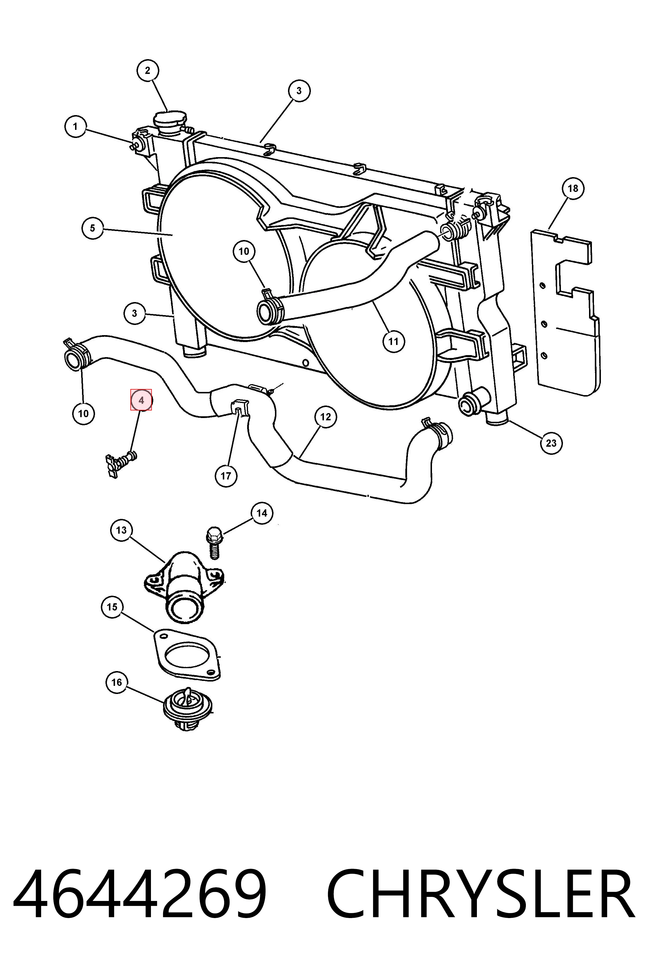 4644269 Chrysler Radiador de esfriamento de motor