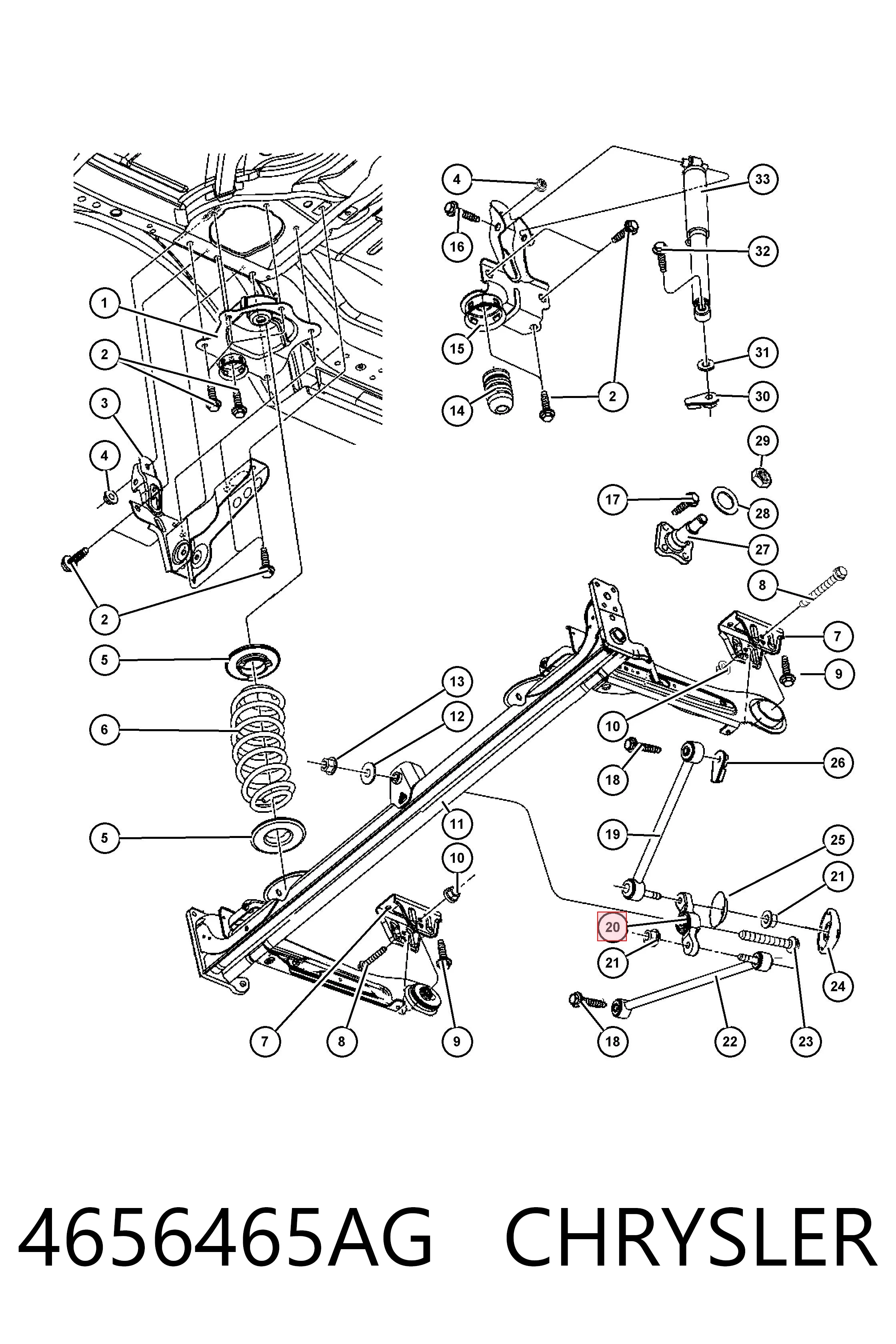 4656465AG Chrysler Barra transversal de suspensão traseira