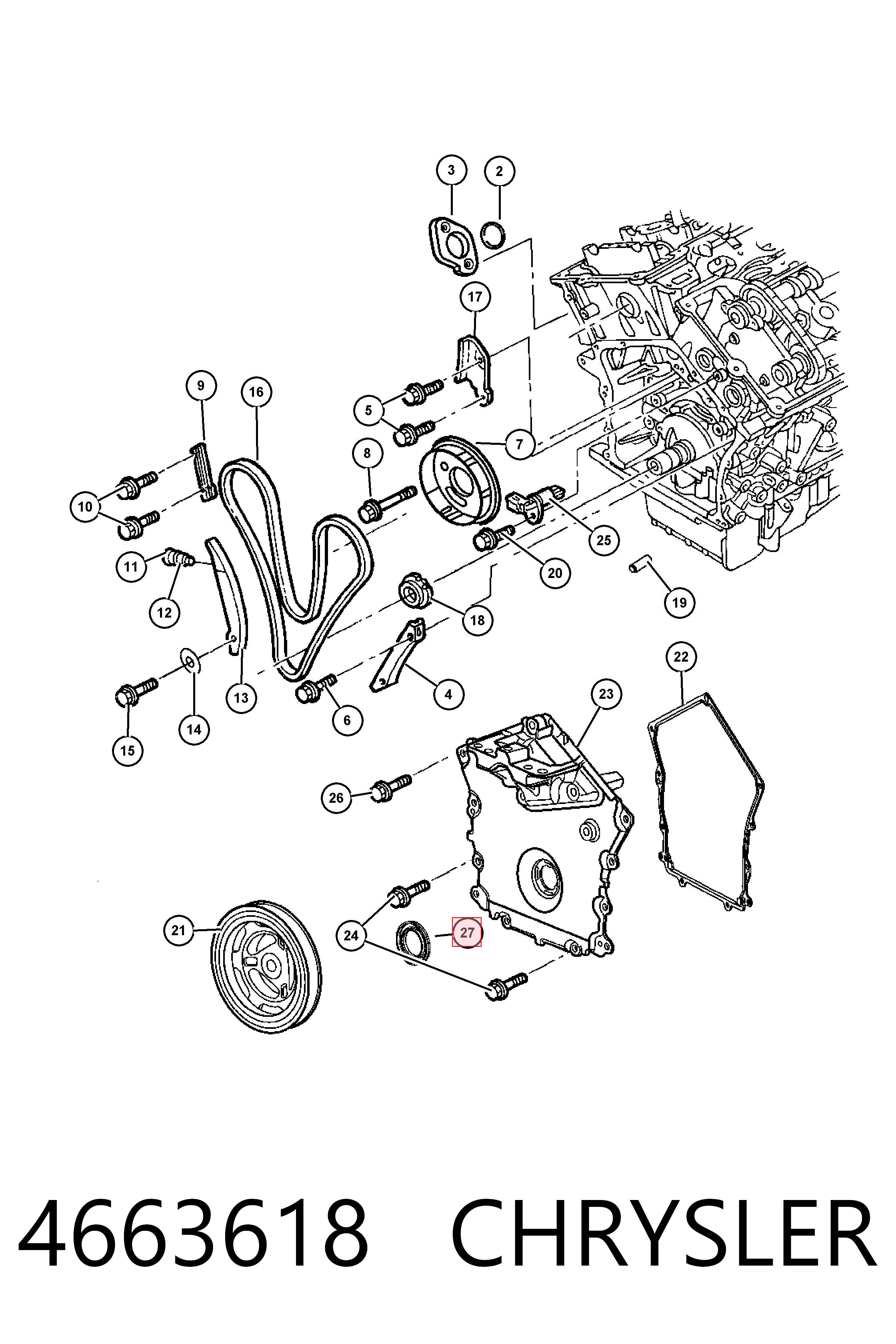 4663618 Chrysler Vedação dianteira de cambota de motor