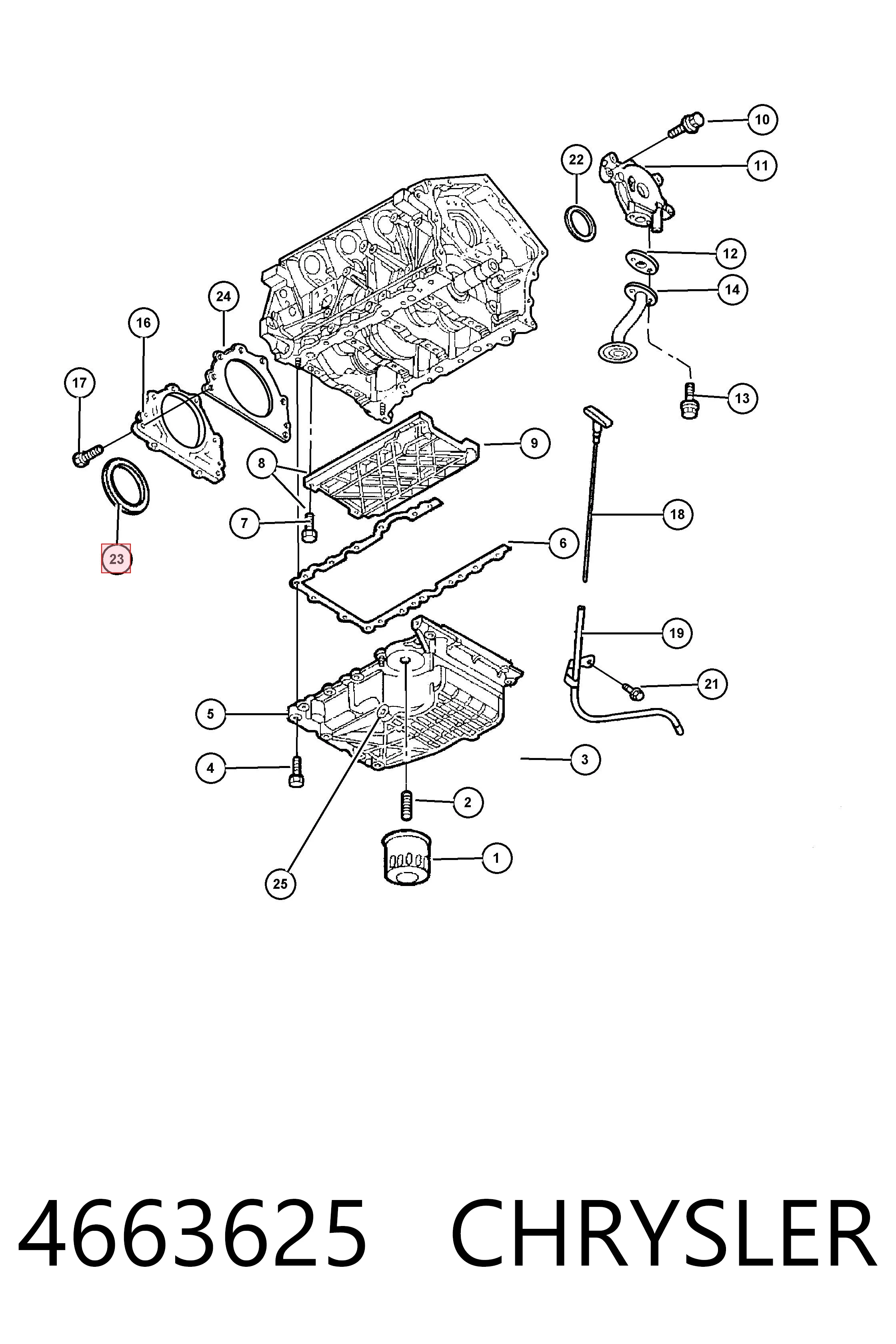 4663625 Chrysler Vedação traseira de cambota de motor