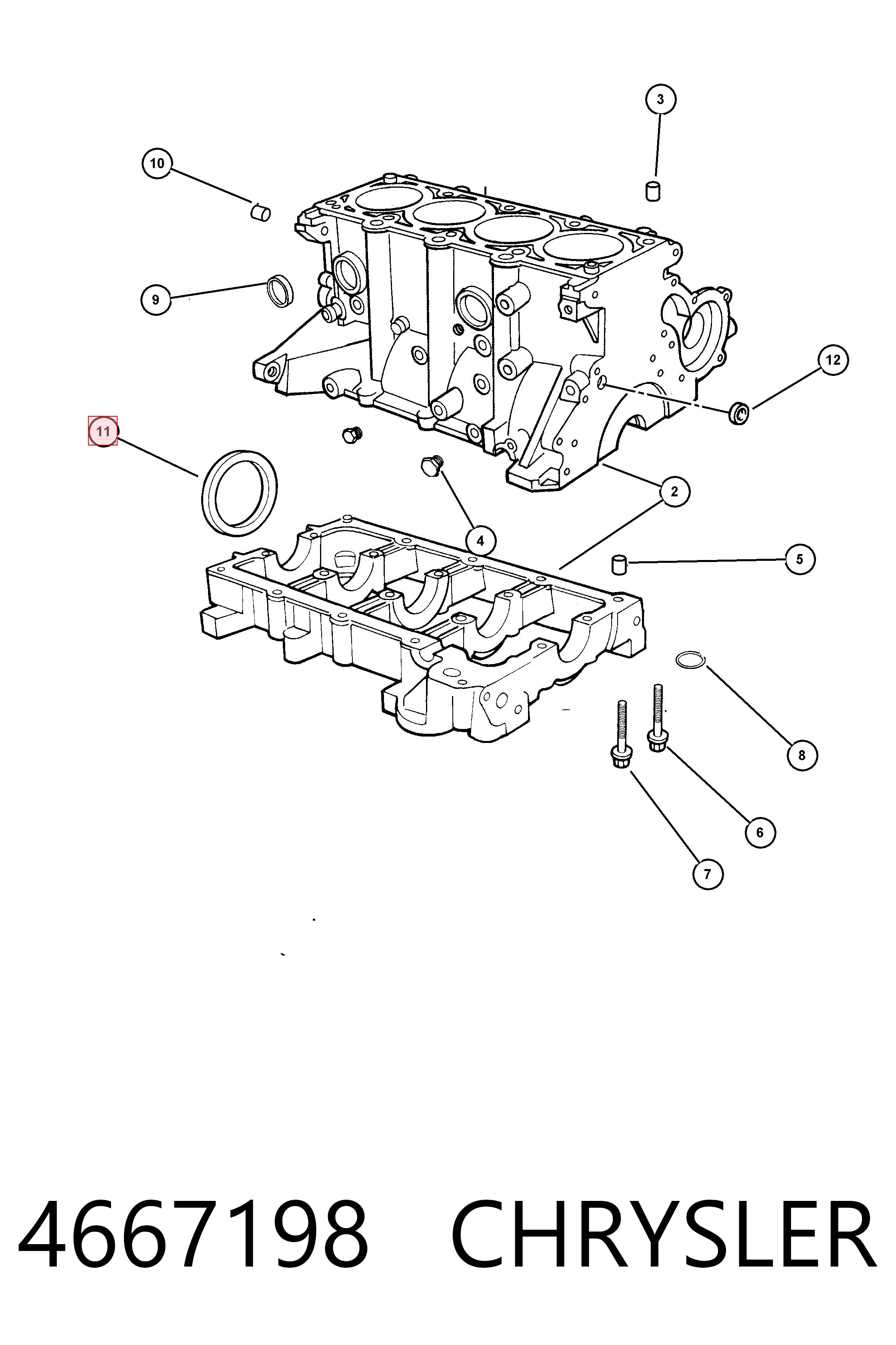 Vedação dianteira de cambota de motor 04667198 Mitsubishi
