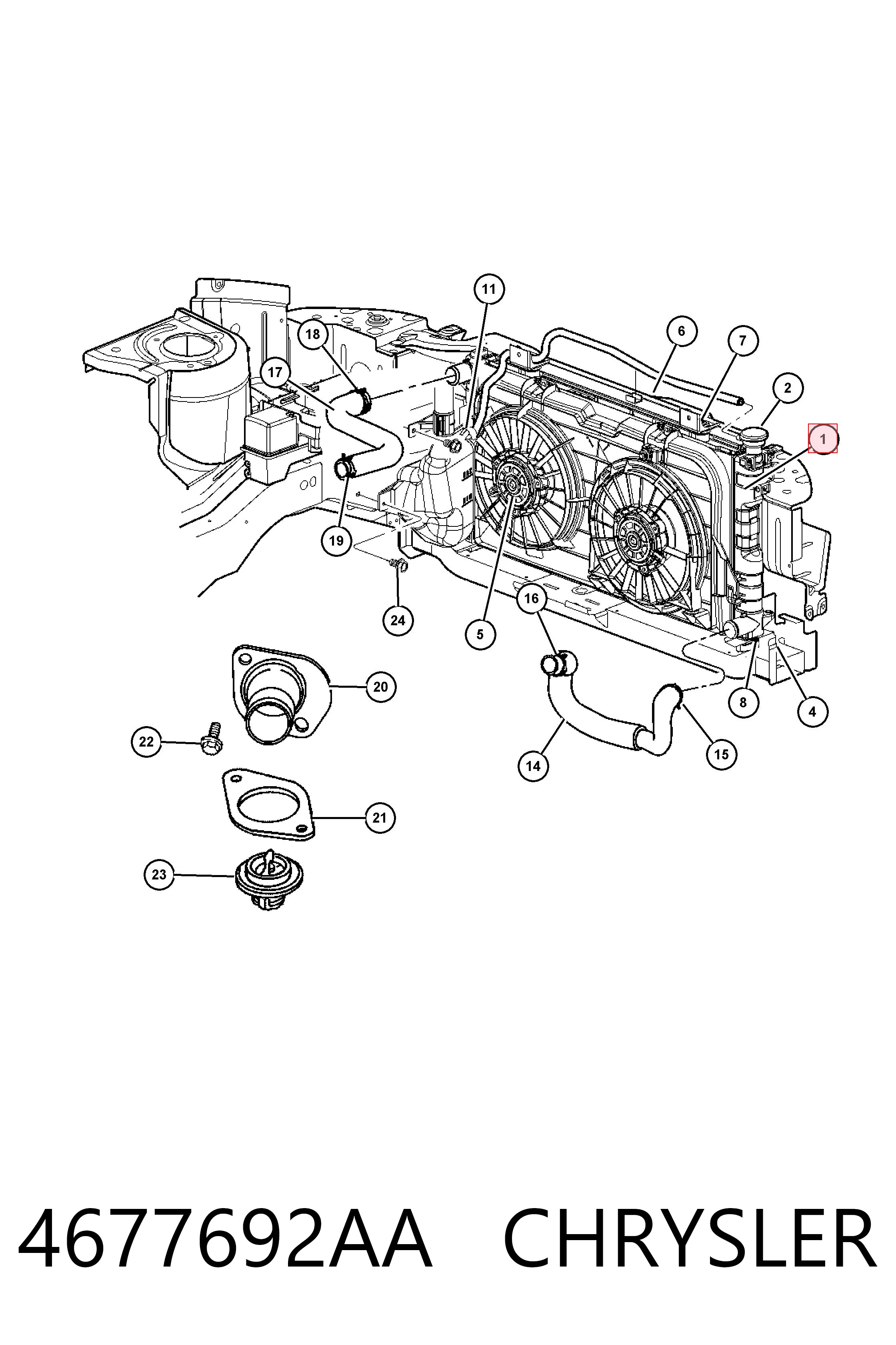 4677692AA Chrysler Radiador de esfriamento de motor