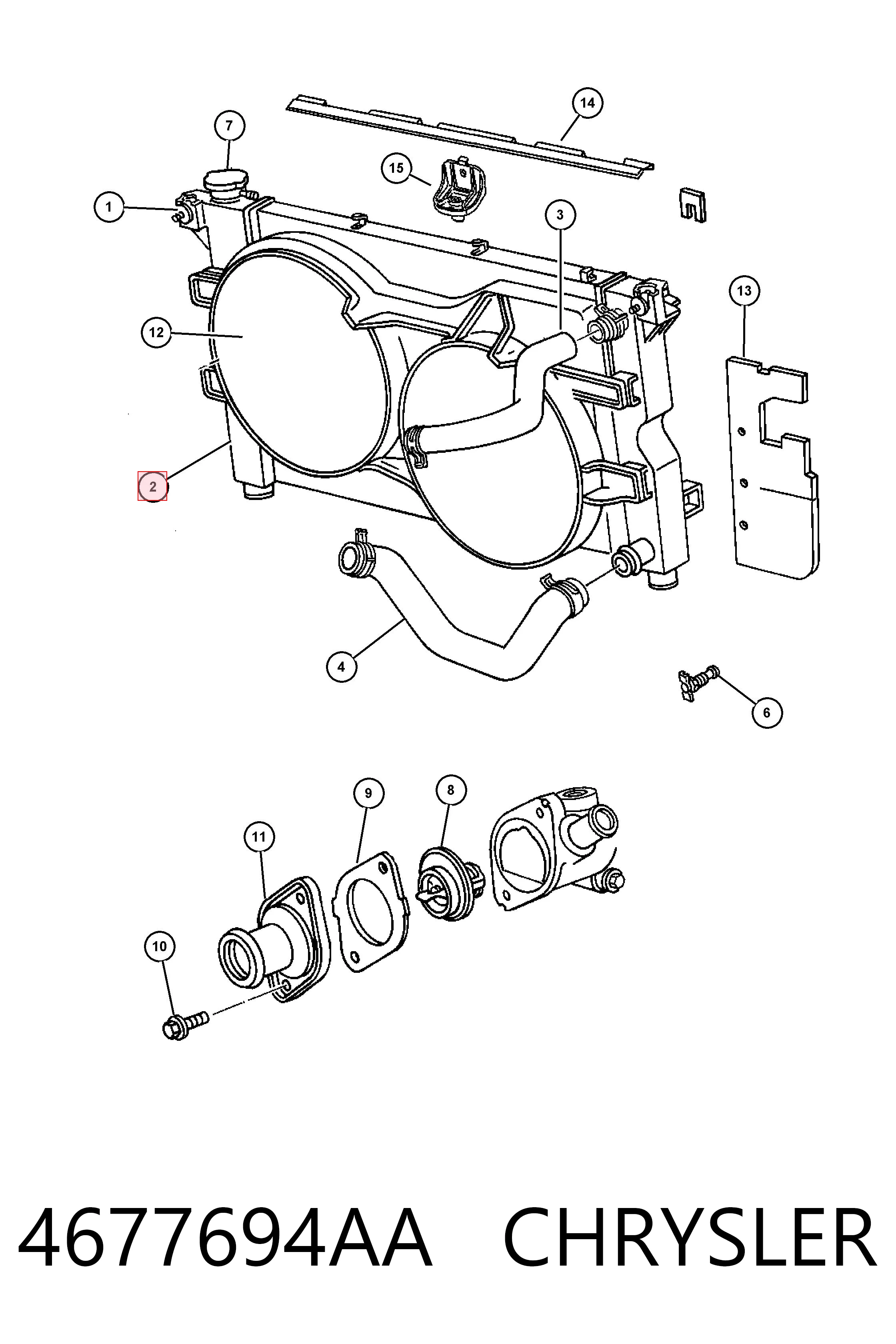 4677694AA Chrysler Radiador de esfriamento de motor