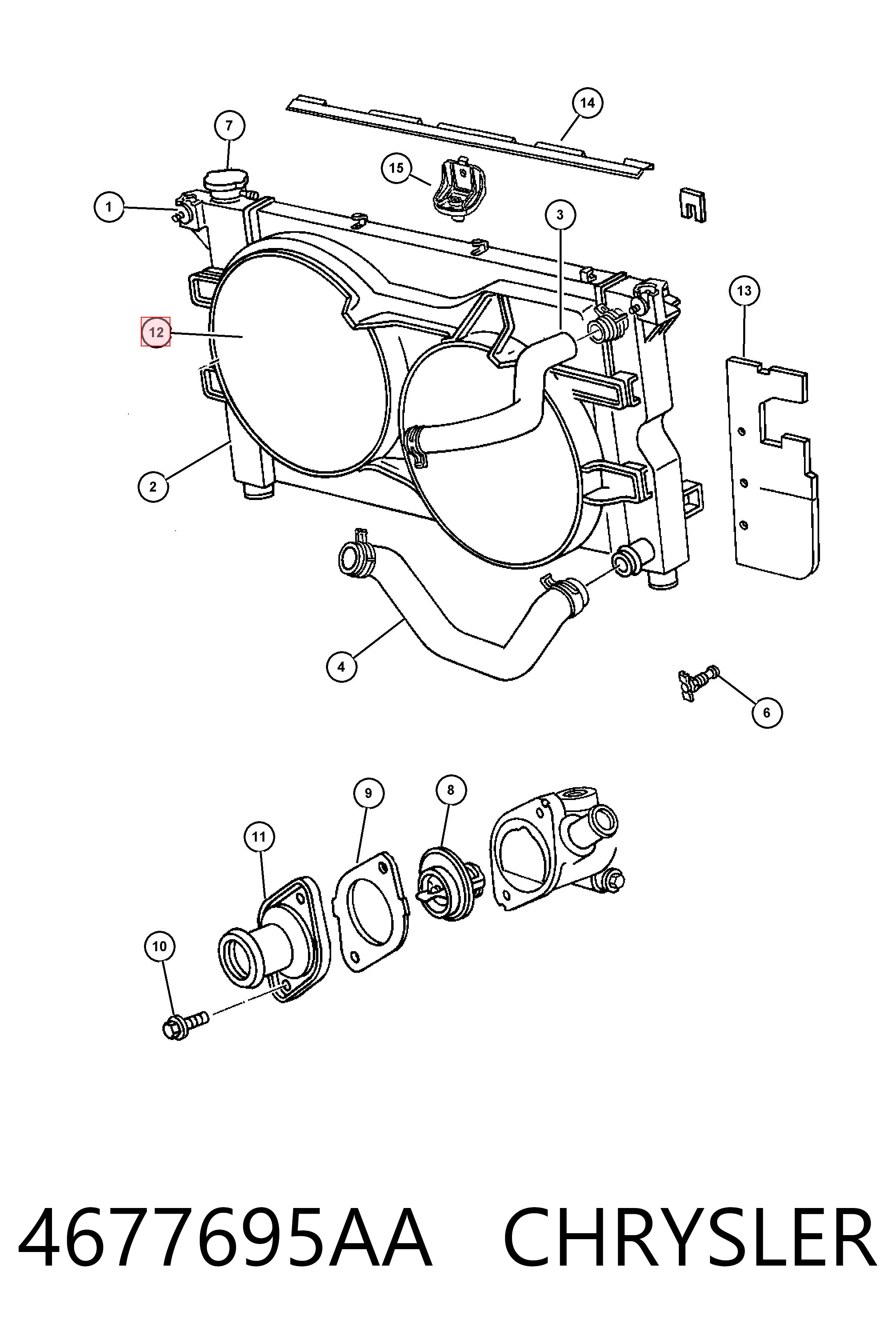 Ventilador elétrico de esfriamento montado (motor + roda de aletas) para Chrysler Voyager GRAND 