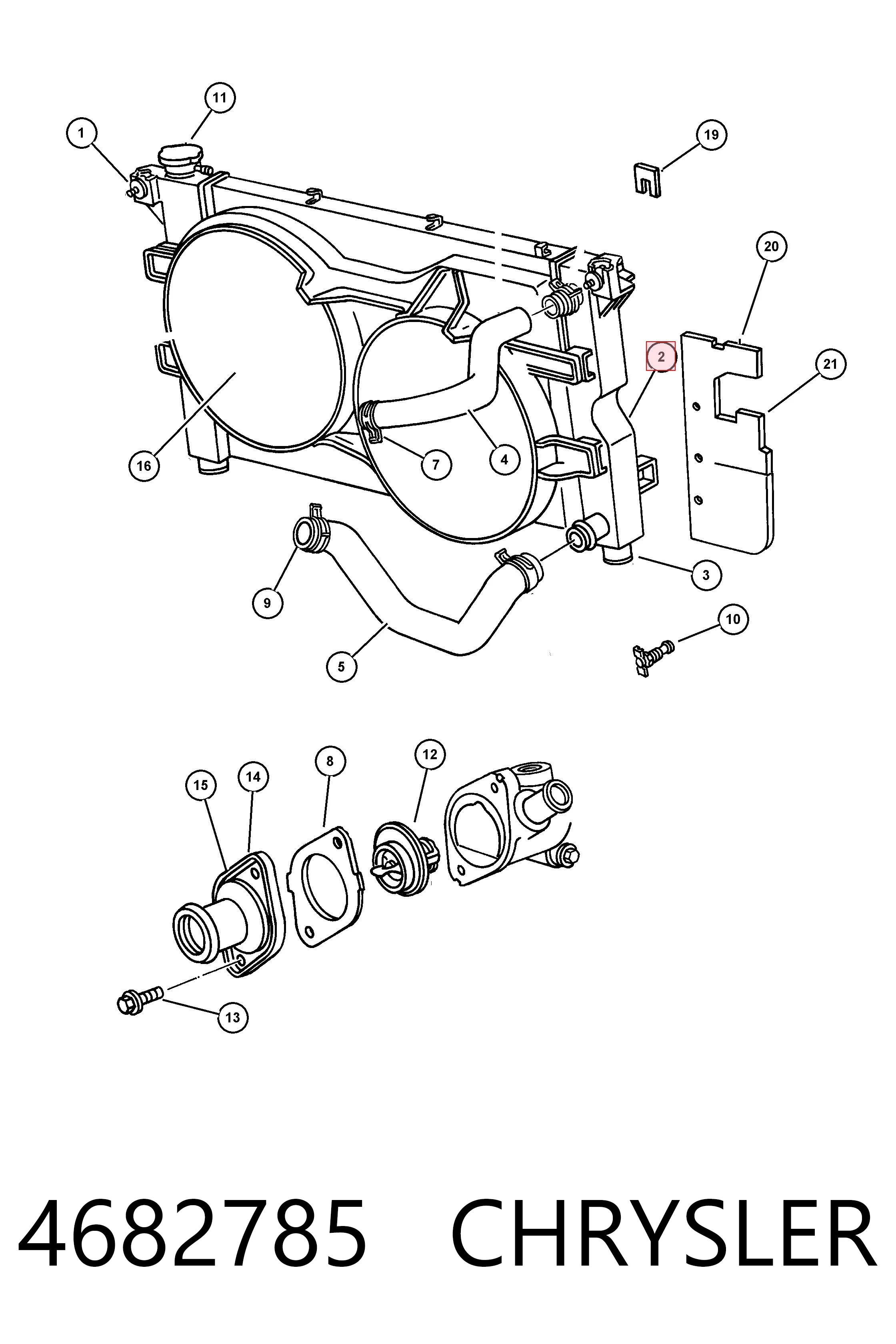 4682785 Chrysler Radiador de esfriamento de motor