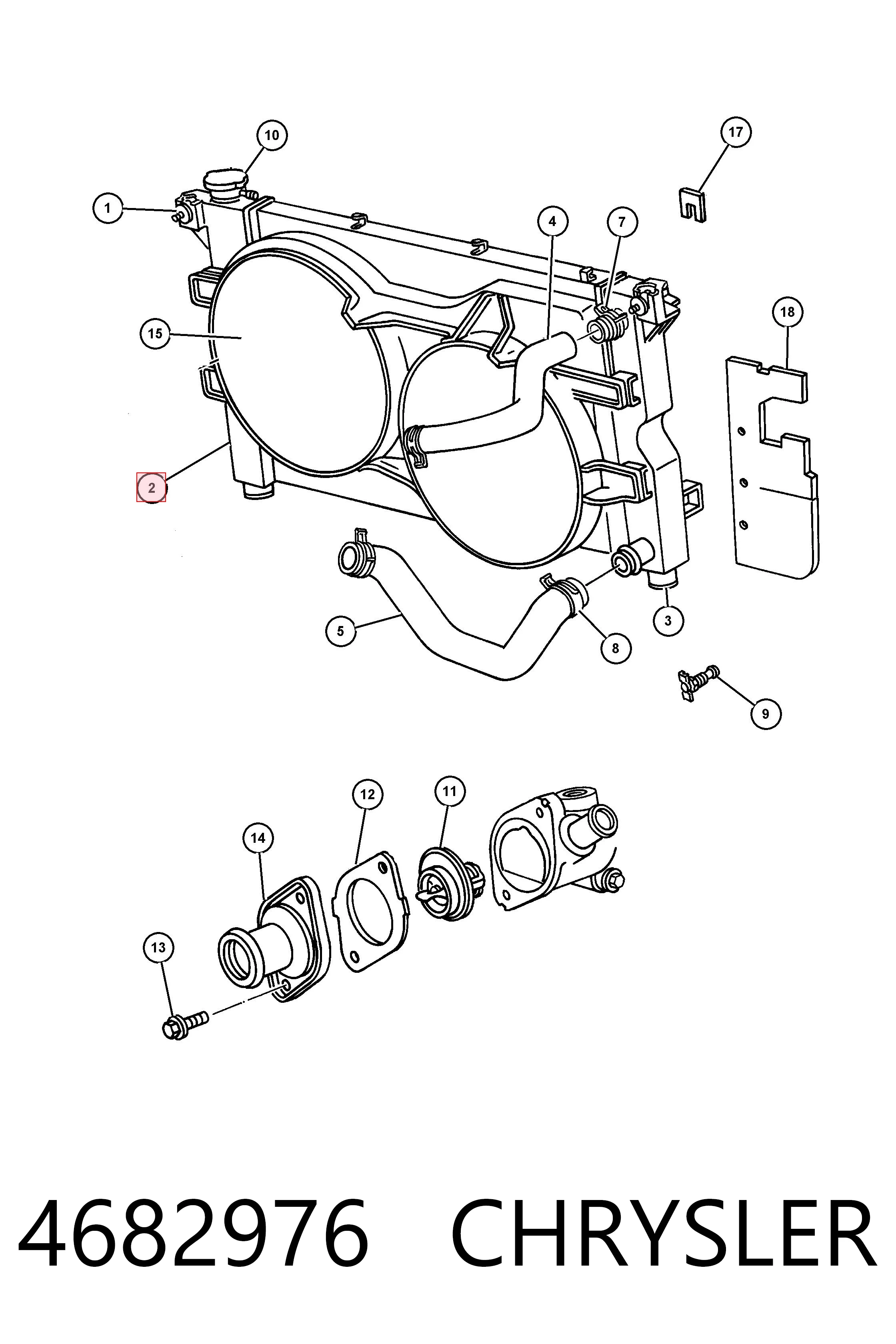 4682976 Chrysler Radiador de esfriamento de motor