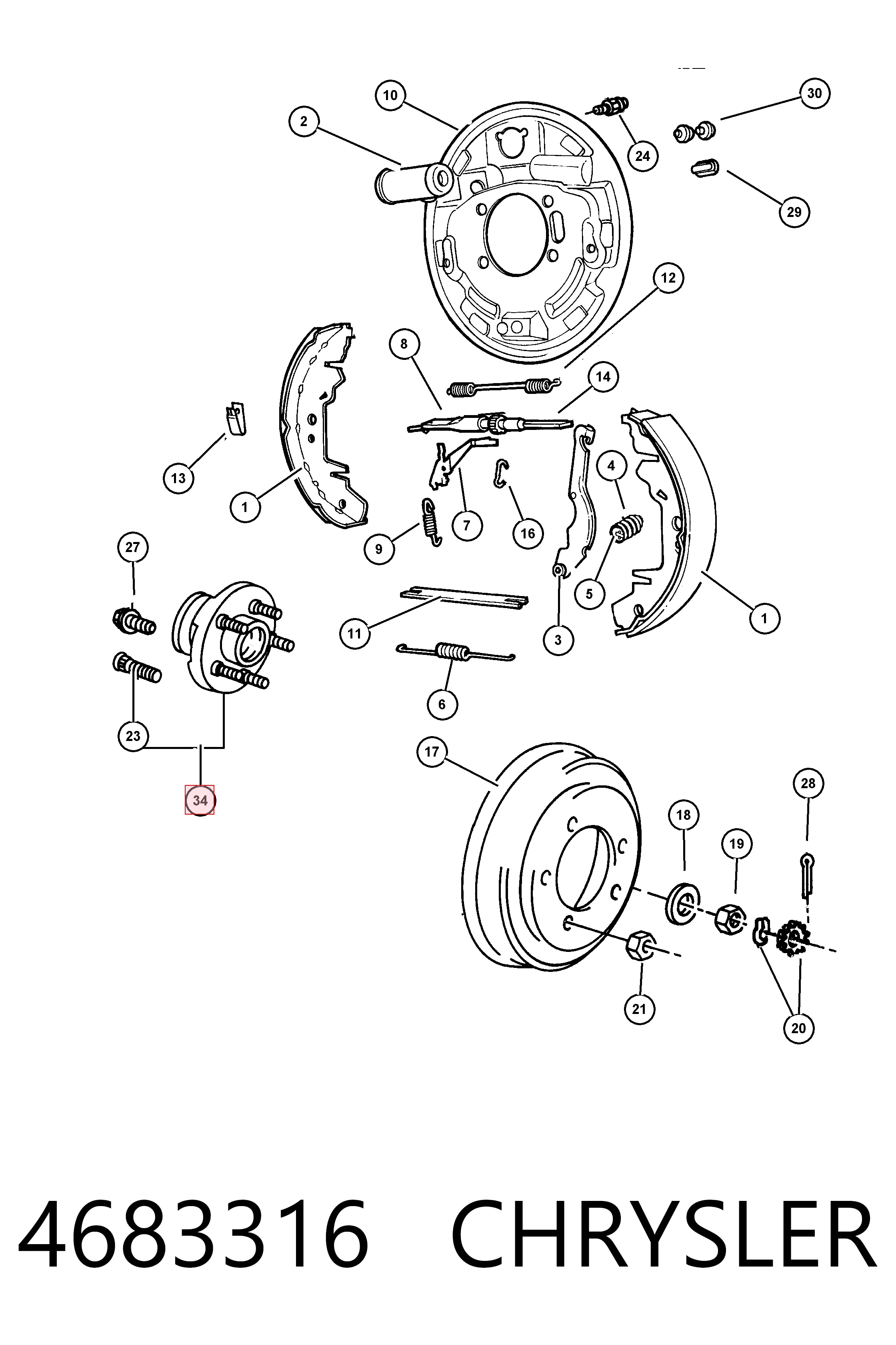 4683316 Chrysler Cubo traseiro