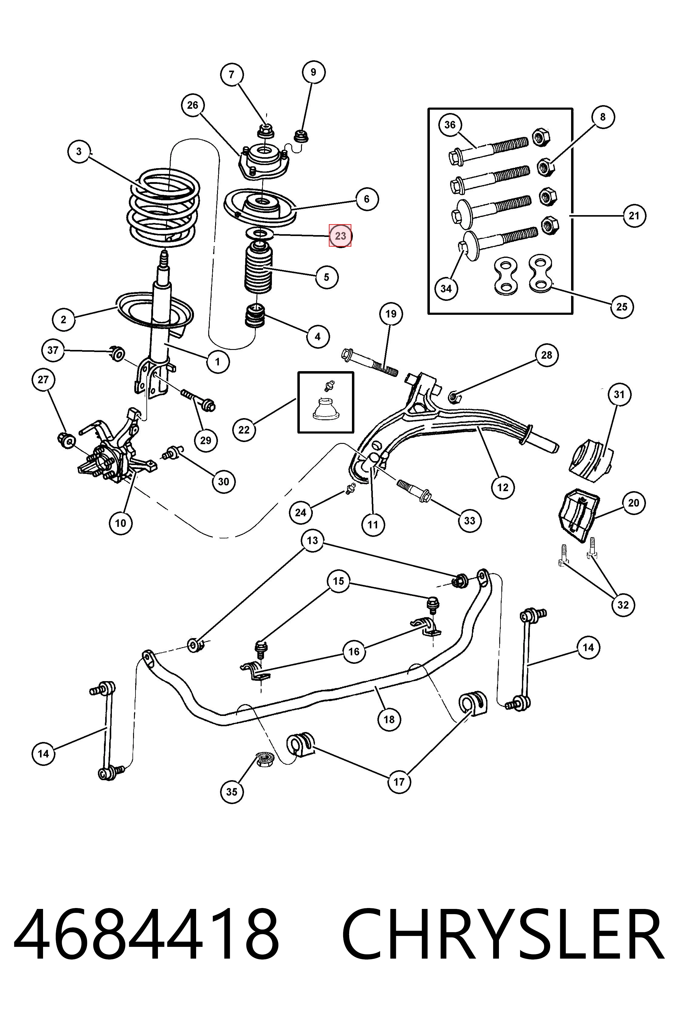 4684418 Chrysler Rolamento de suporte do amortecedor dianteiro