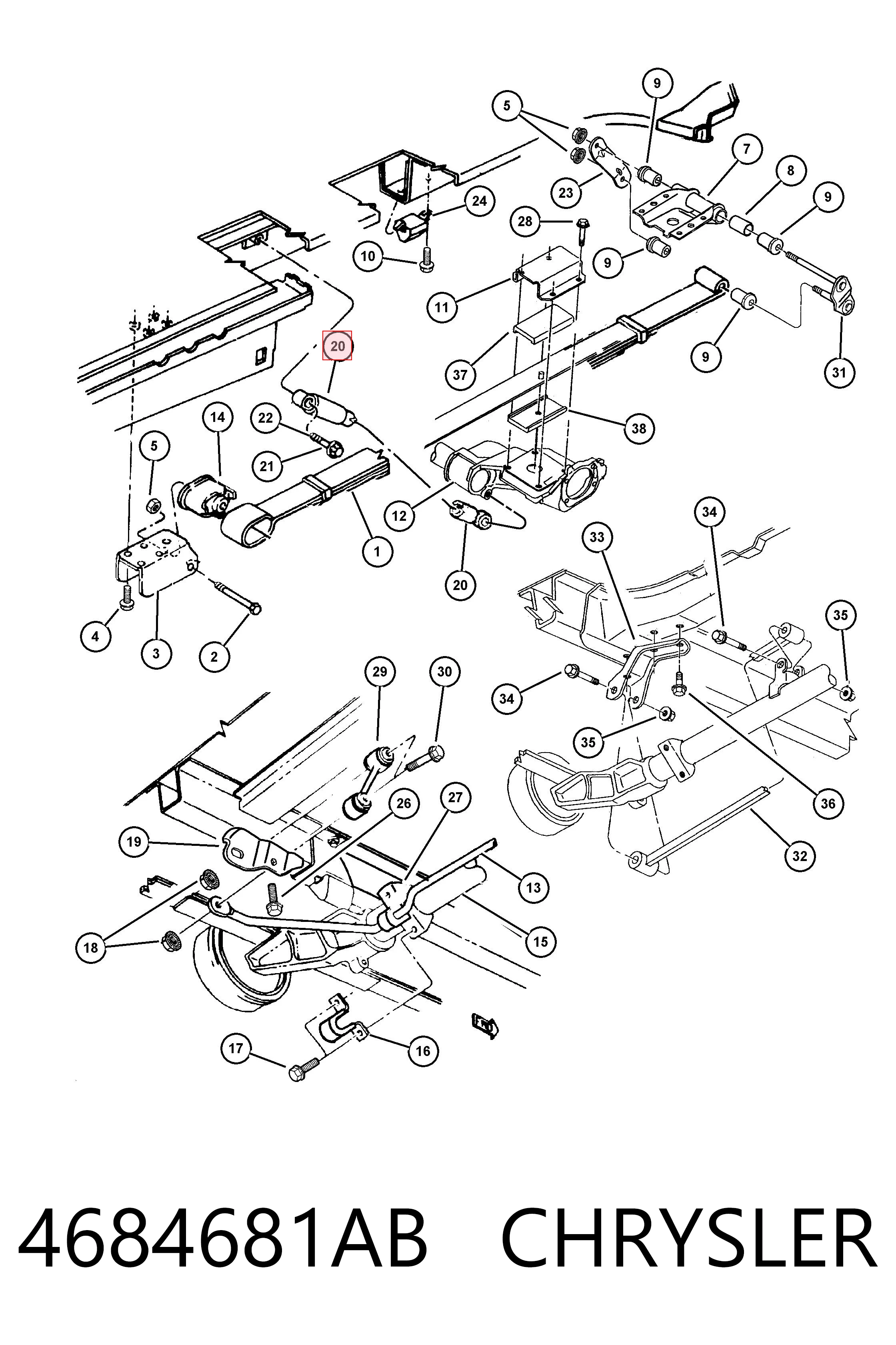 4684681AB Chrysler Amortecedor traseiro