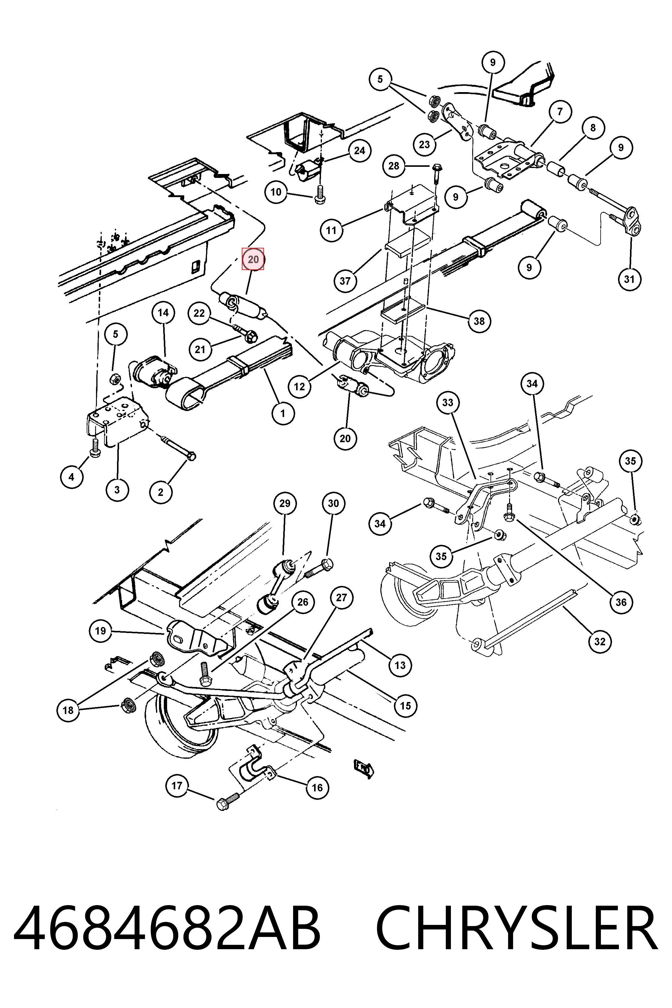 4684682AB Chrysler Amortecedor traseiro