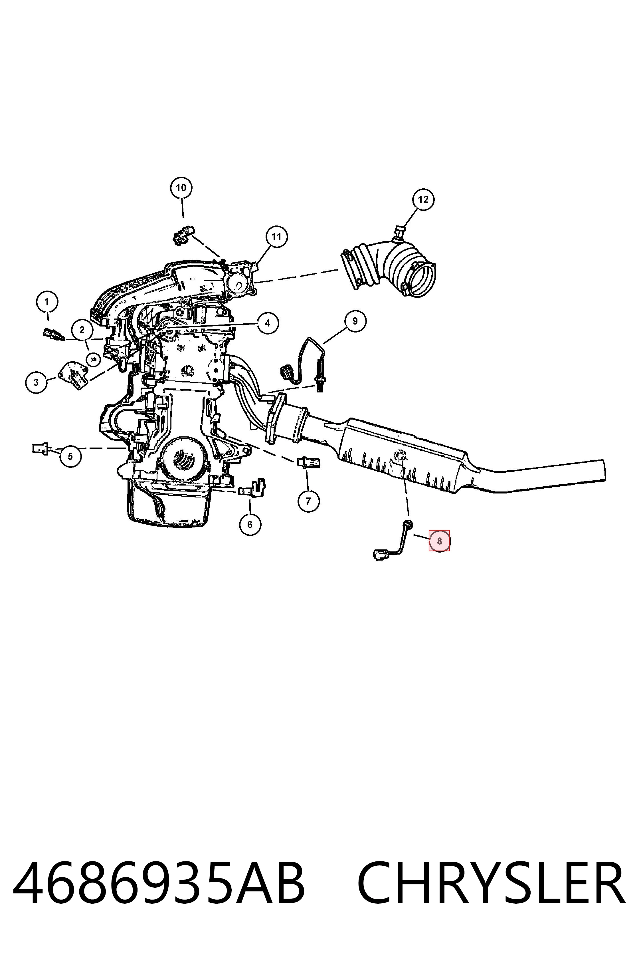 Sonda lambda, sensor de oxigênio para Chrysler Voyager III RG, RS