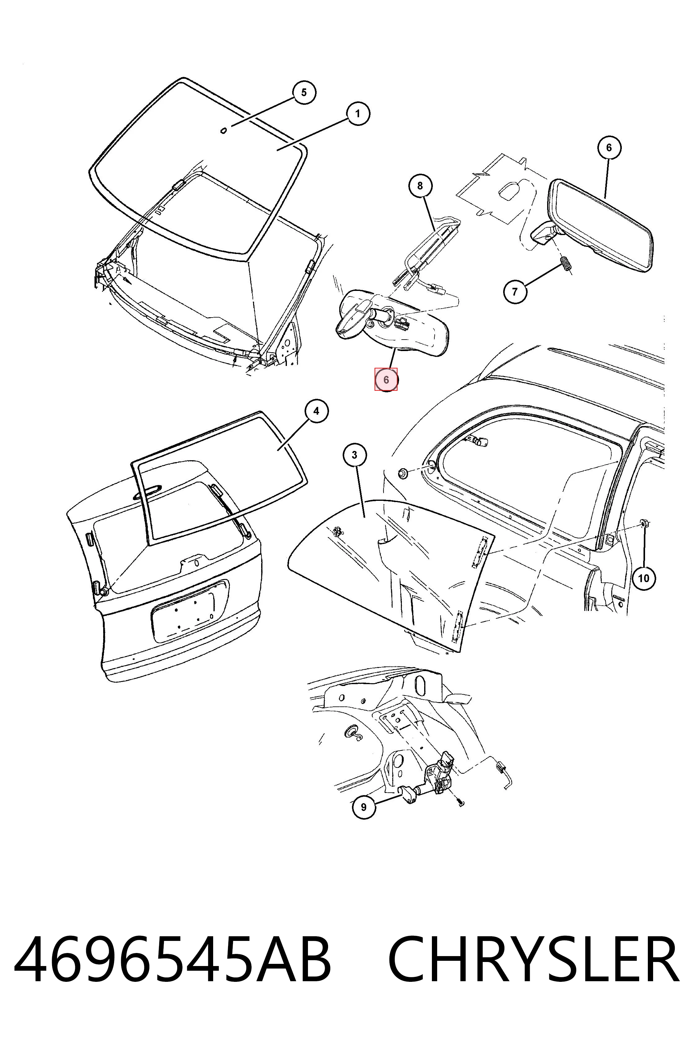 4696545AB Chrysler Espelho de salão interno