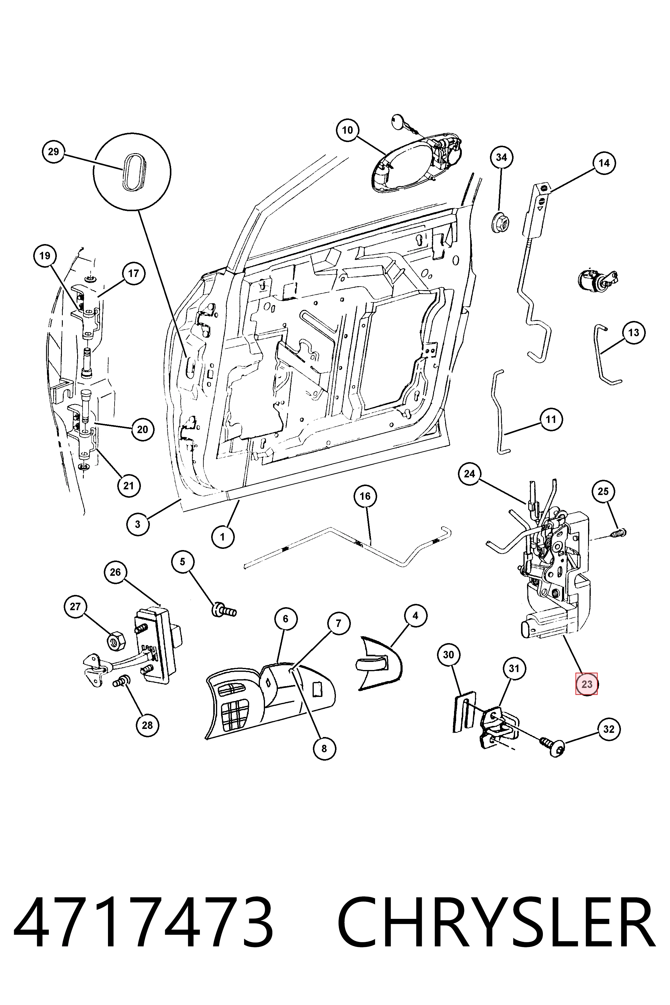 Fecho da porta dianteira esquerda para Chrysler Voyager II GS 