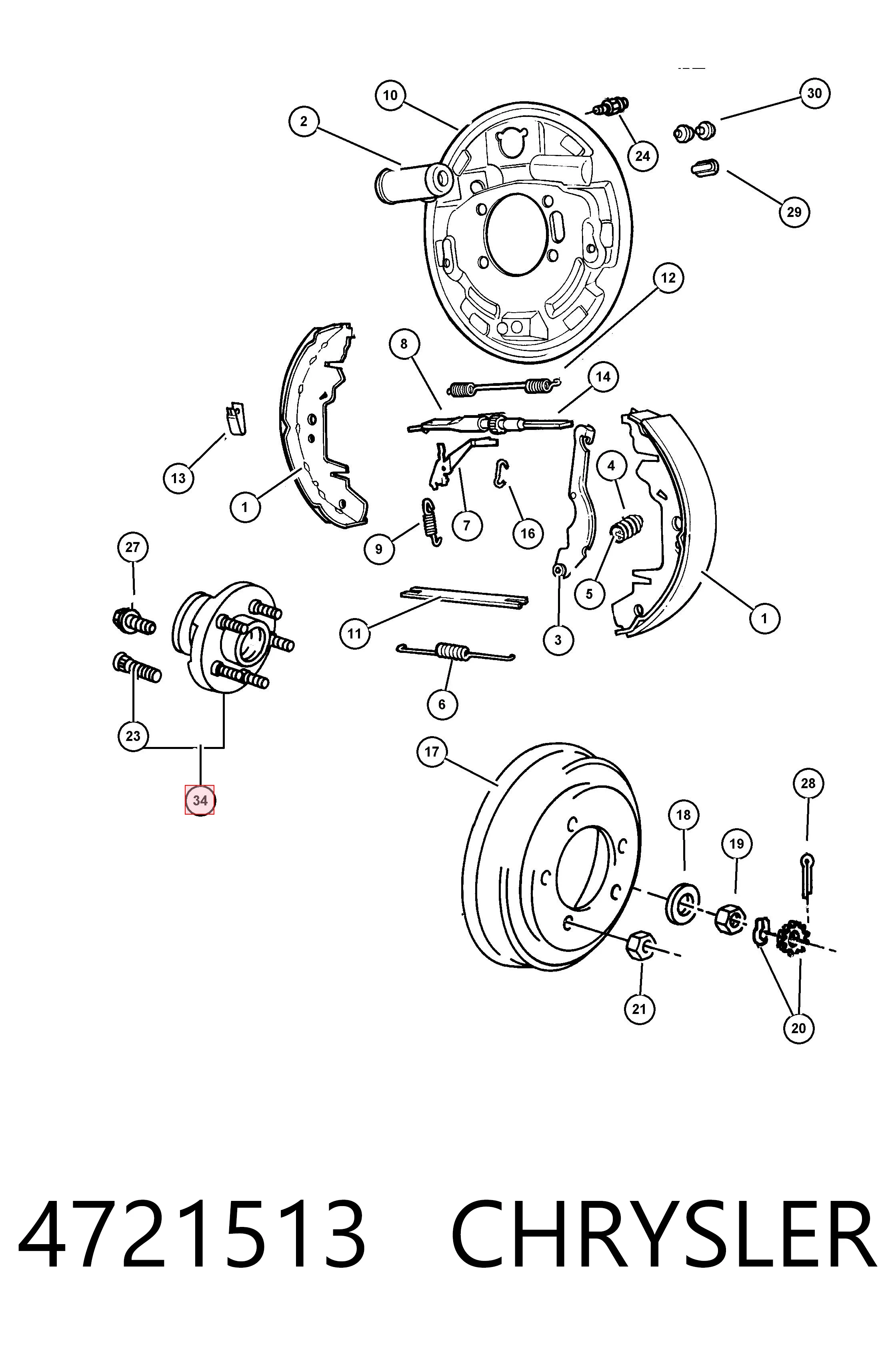 4721513 Chrysler Cubo traseiro