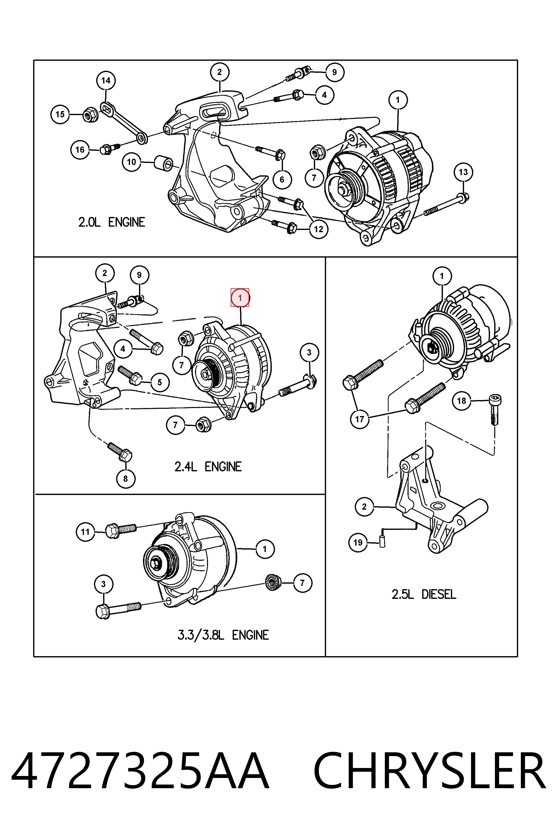 4727325AA Chrysler Gerador