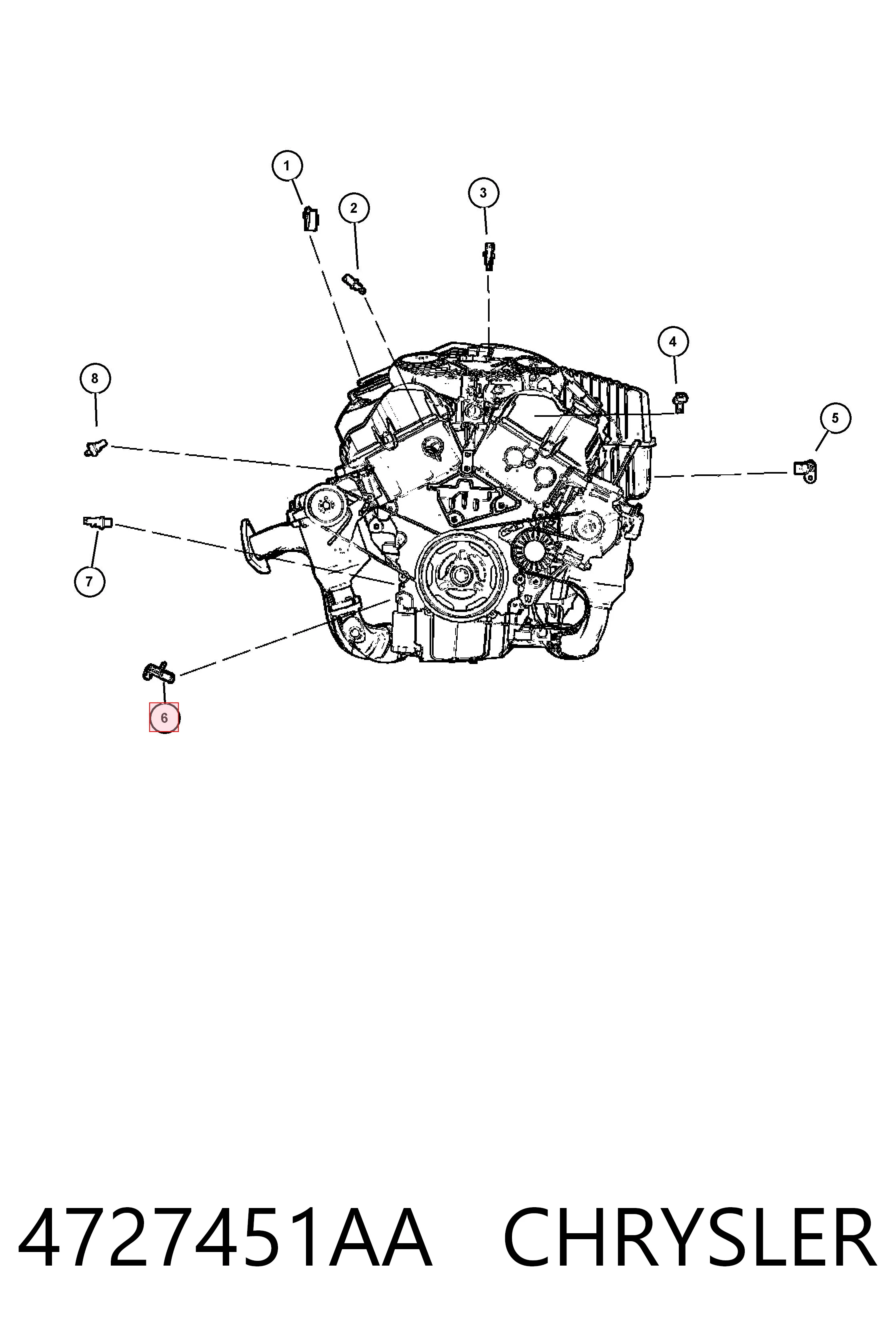 4727451AA Chrysler Sensor de posição (de revoluções) de cambota